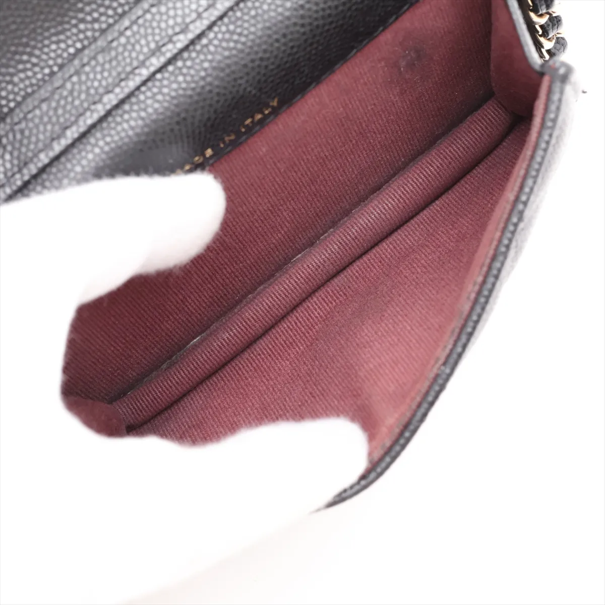 Matelassé Caviar Skin Chain Shoulder Bag, Black with Gold Hardware, 32002865, Serial Number , AP2727 — view 6