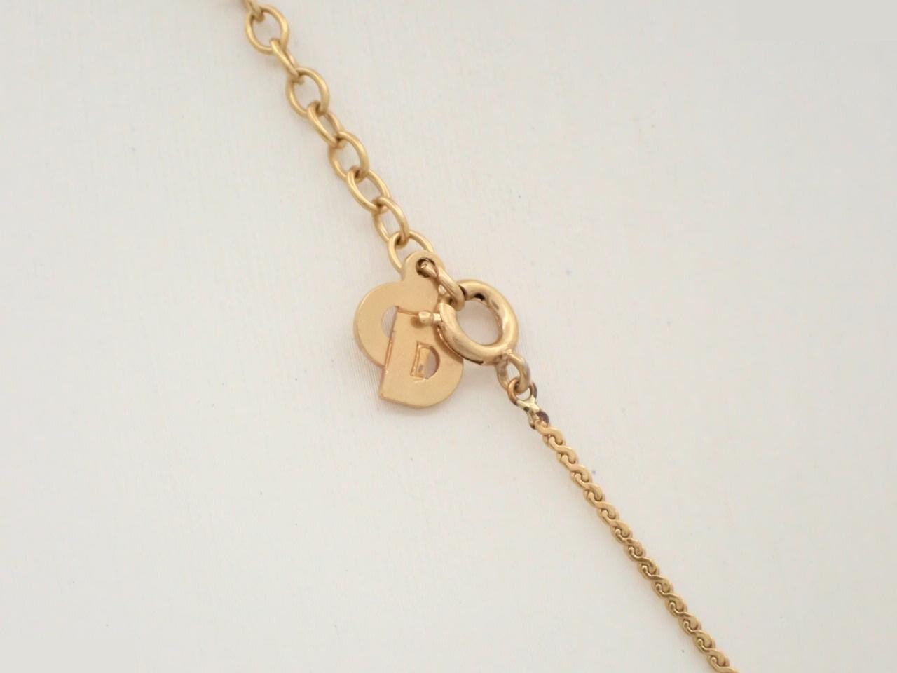 CD logo rhinestone gold-plated necklace, chain approximately 44cm. — view 2