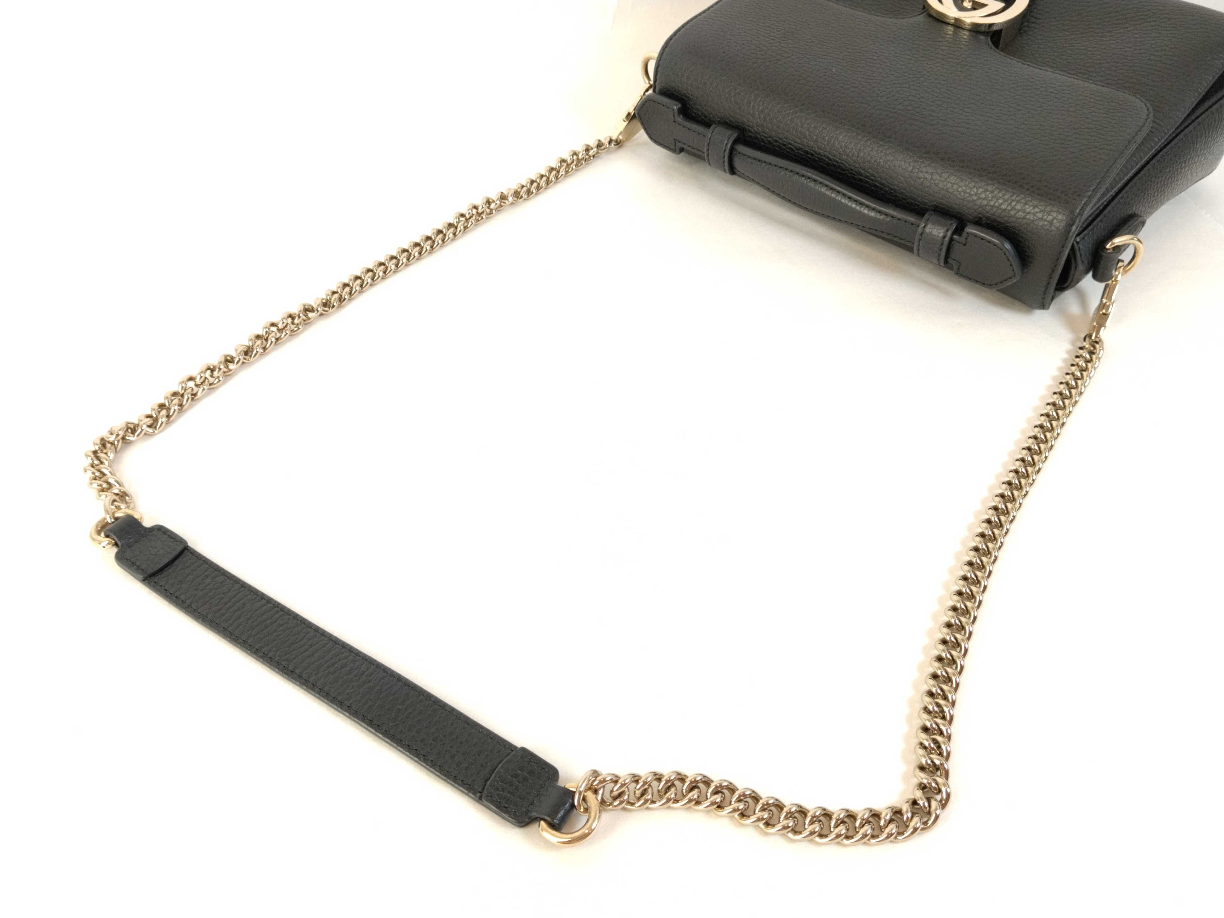 VN - Interlocking G Leather 2-Way Handbag Black 510302 Shoulder Bag — view 3