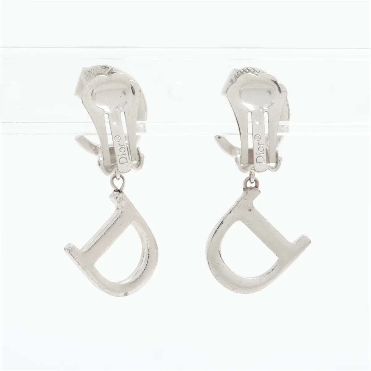 CD Logo Earrings (for both ears) GP Silver — view 2