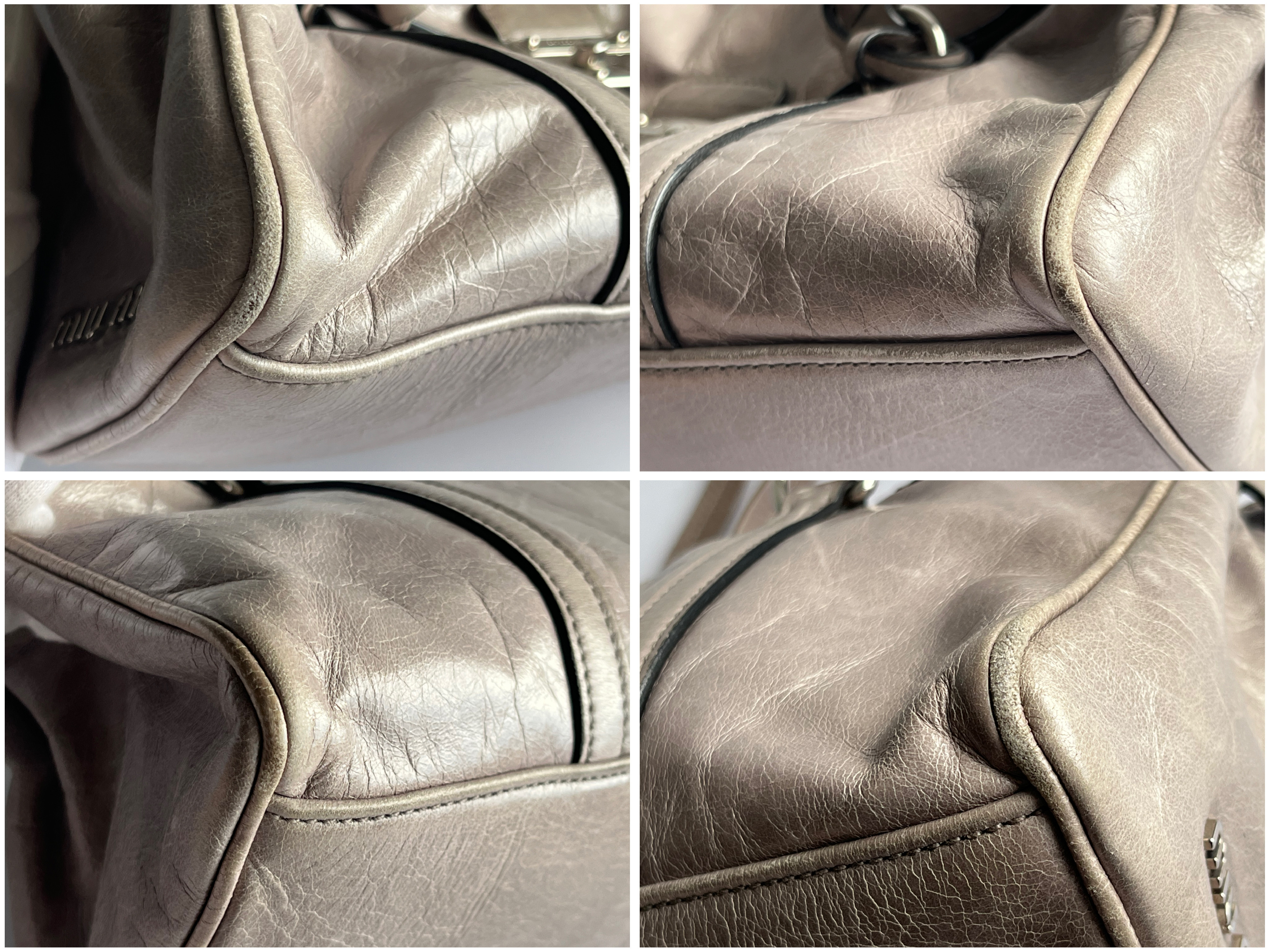 Vitello Luxe Tote Shoulder Bag, Gray Shoulder Bag — view 5