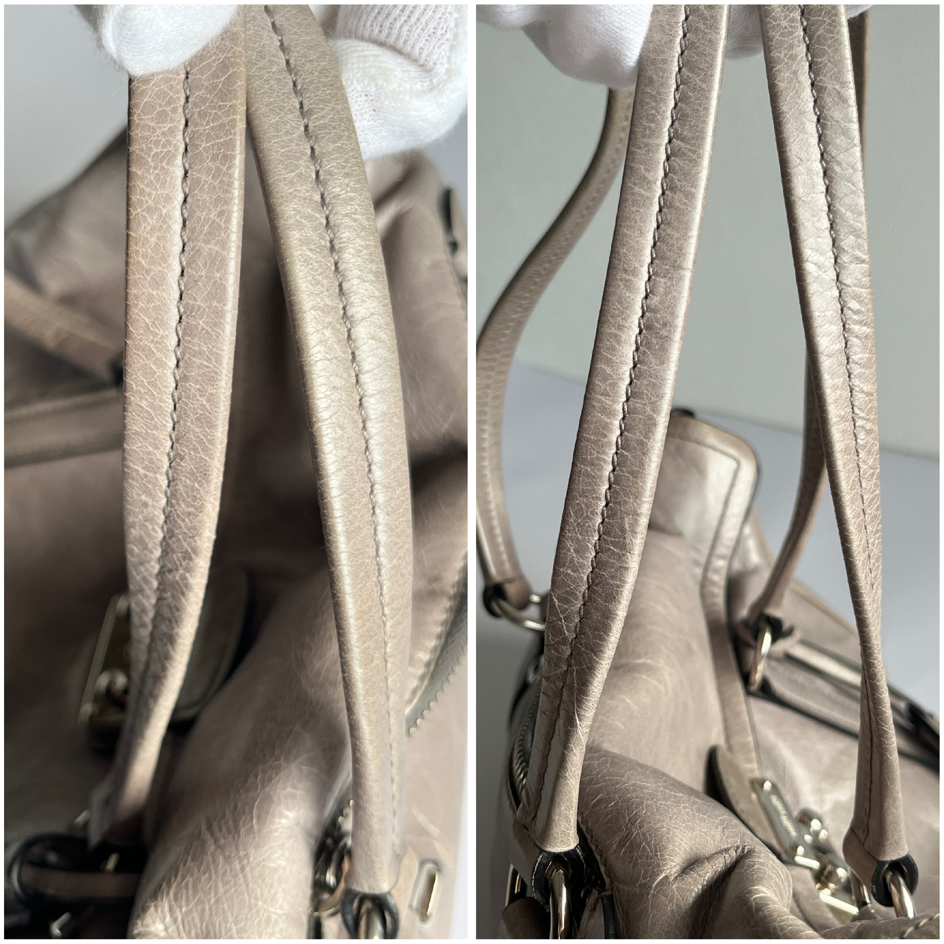 Vitello Luxe Tote Shoulder Bag, Gray Shoulder Bag — view 6