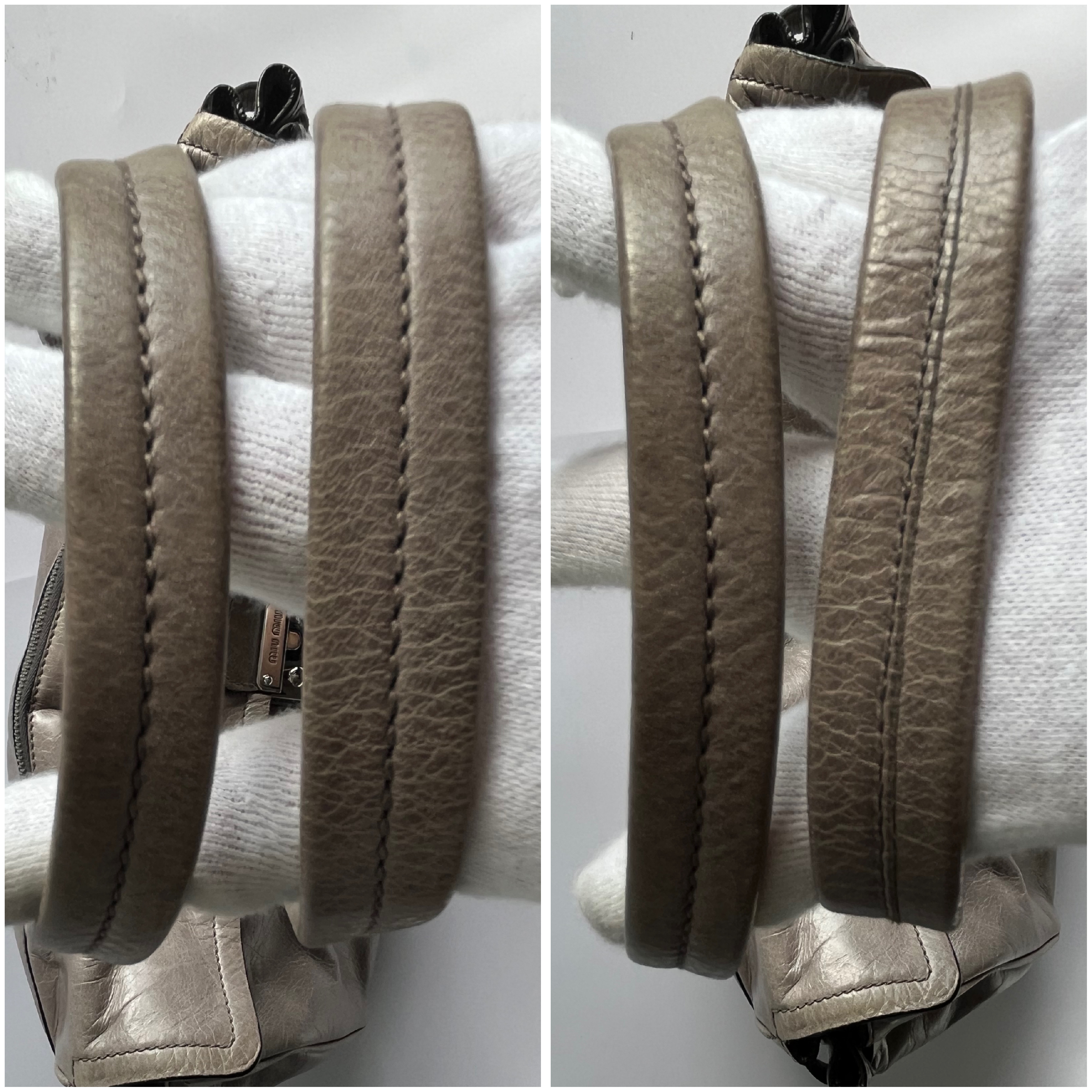 Vitello Luxe Tote Shoulder Bag, Gray Shoulder Bag — view 7