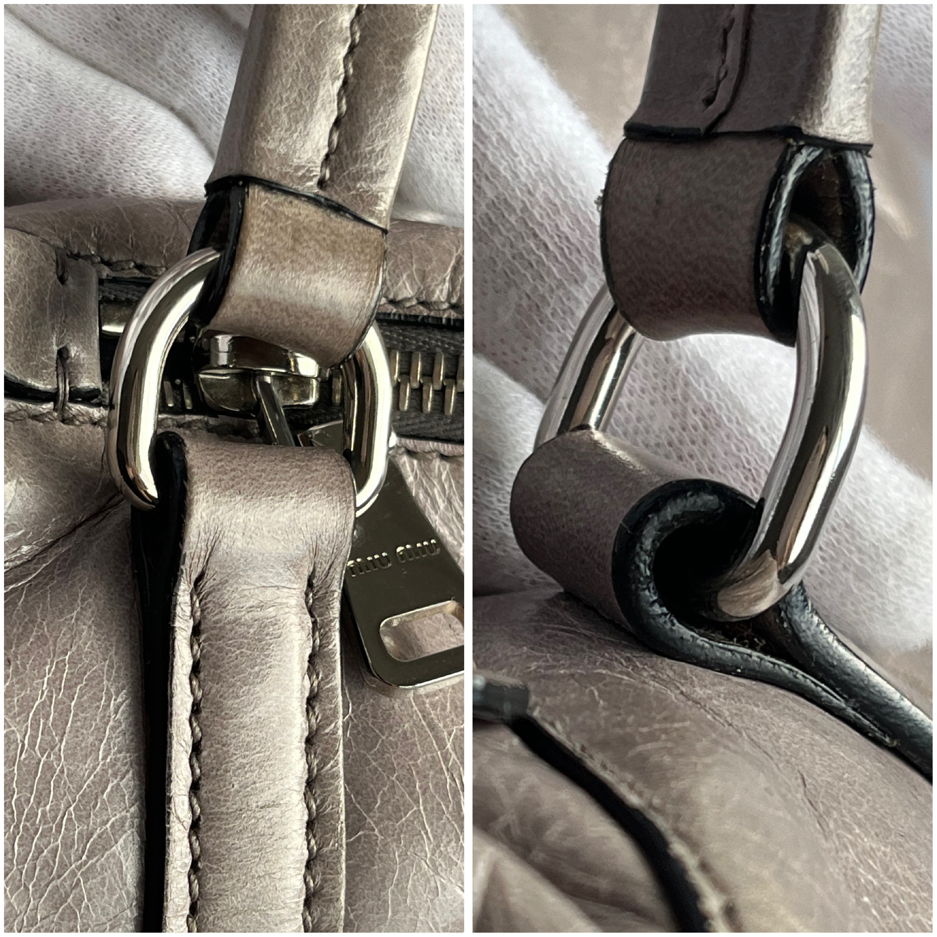 Vitello Luxe Tote Shoulder Bag, Gray Shoulder Bag — view 8