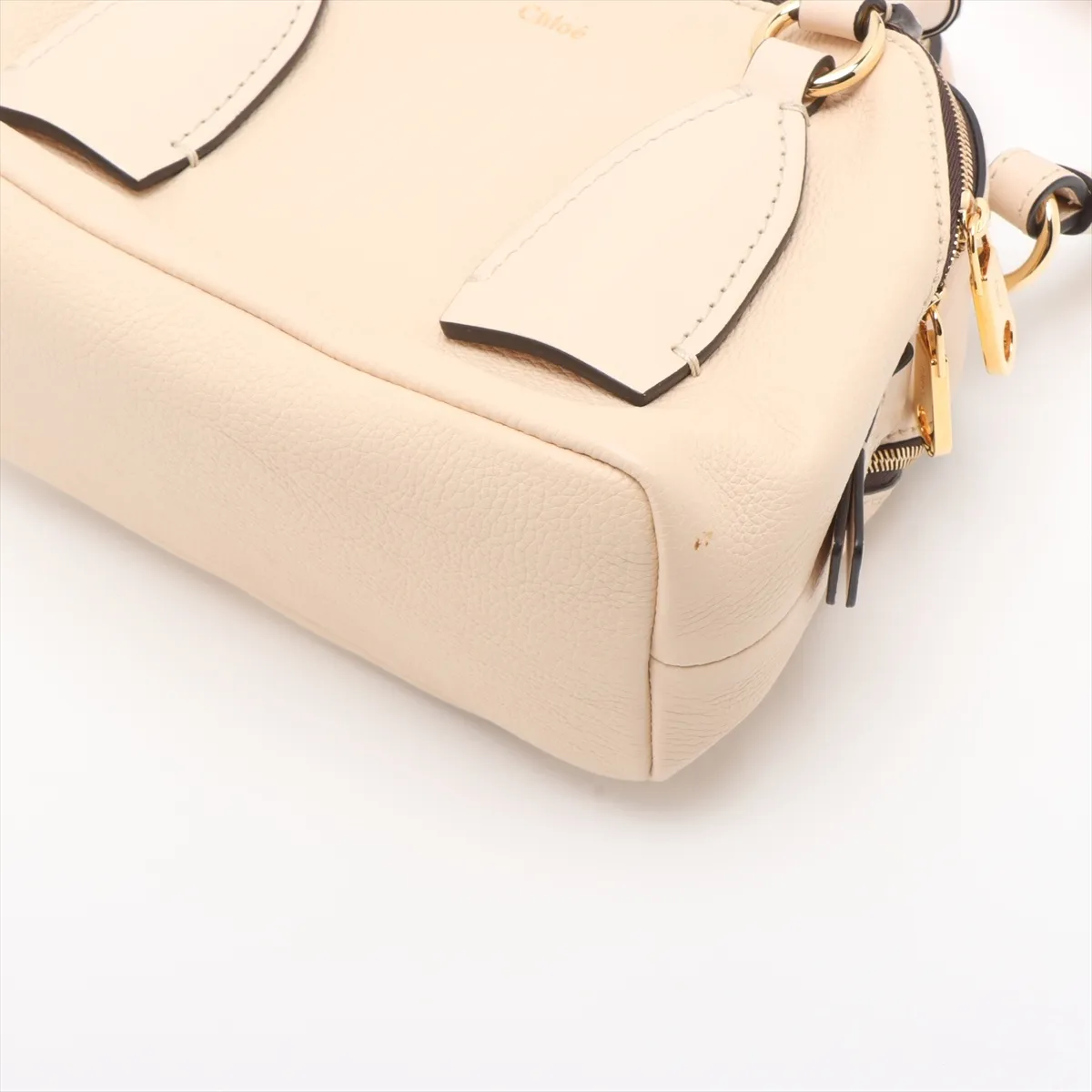 Dahlia Leather 2-Way Handbag, Beige — view 3