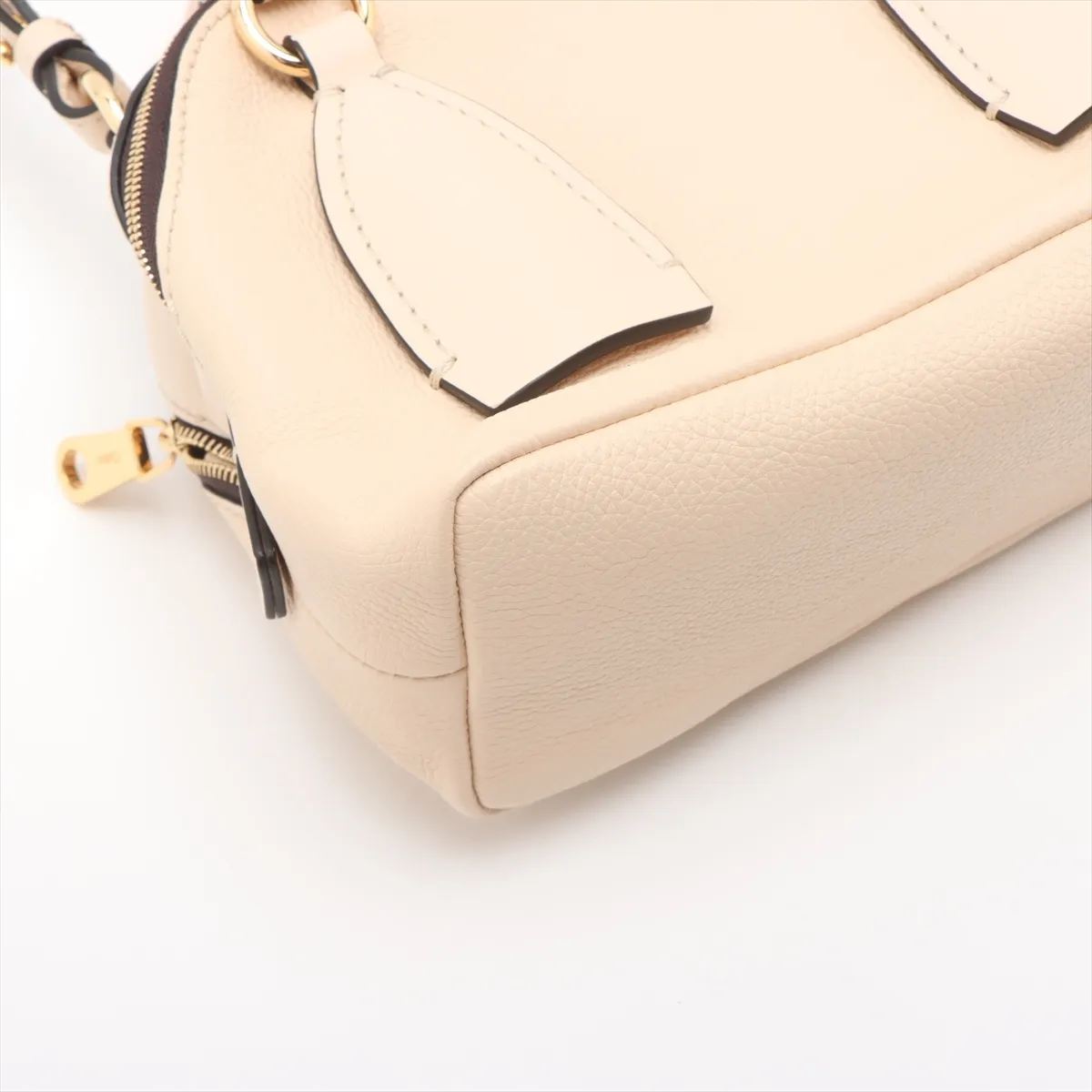 Dahlia Leather 2-Way Handbag, Beige — view 4