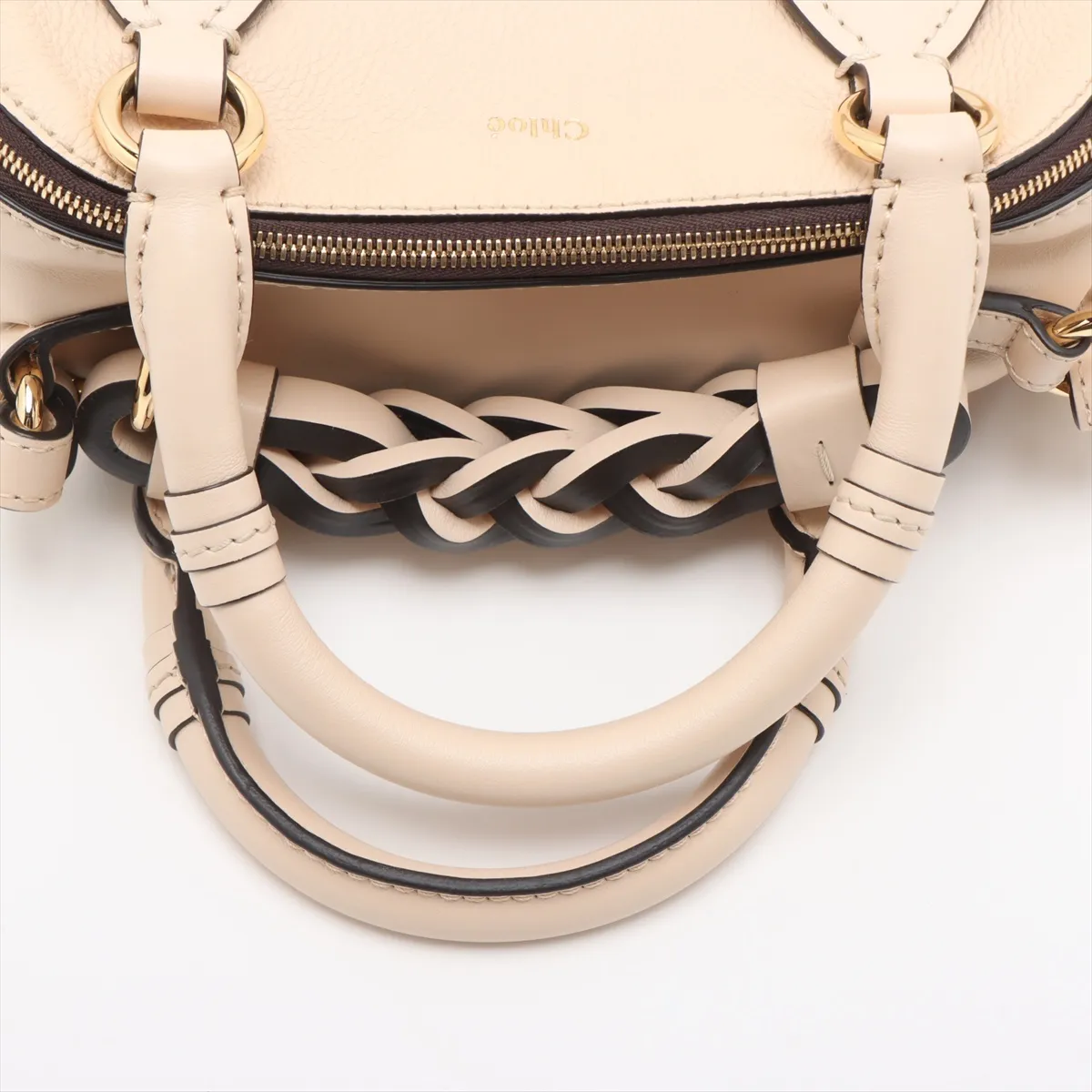 Dahlia Leather 2-Way Handbag, Beige — view 5