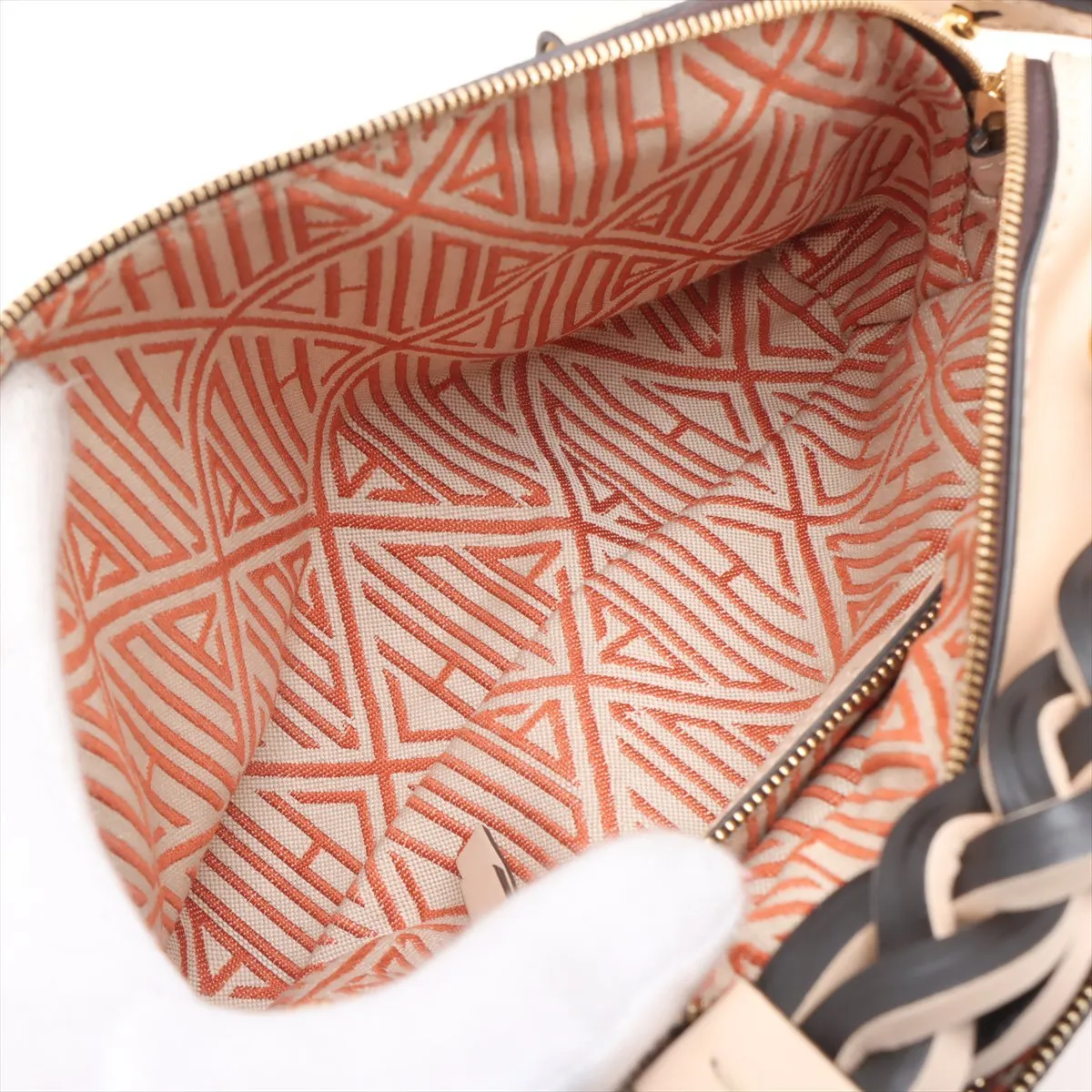 Dahlia Leather 2-Way Handbag, Beige — view 8