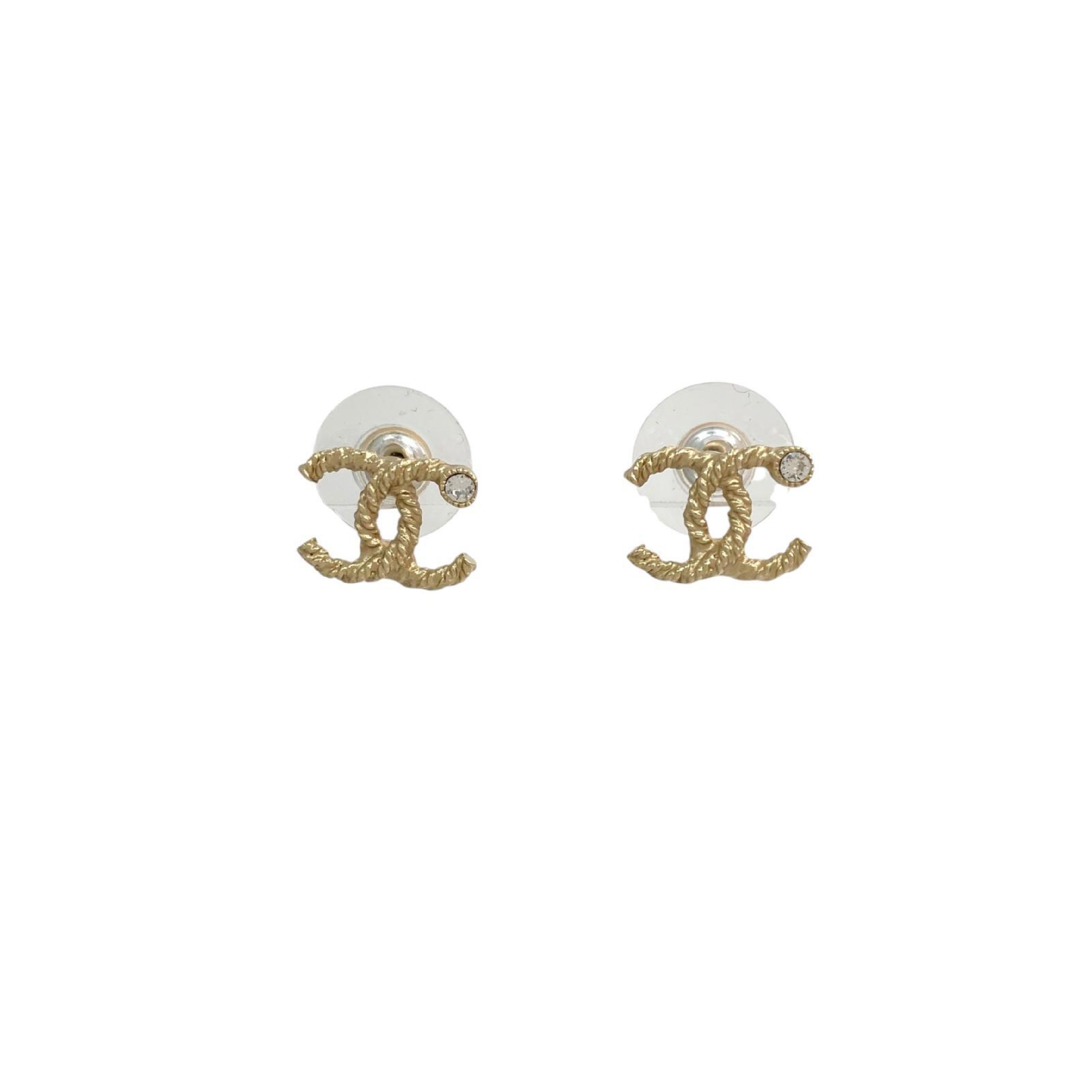 【*Shipped from: Hong Kong*】CHANEL ( ) Gold-colored Metal Coco Mark A19B Earrings