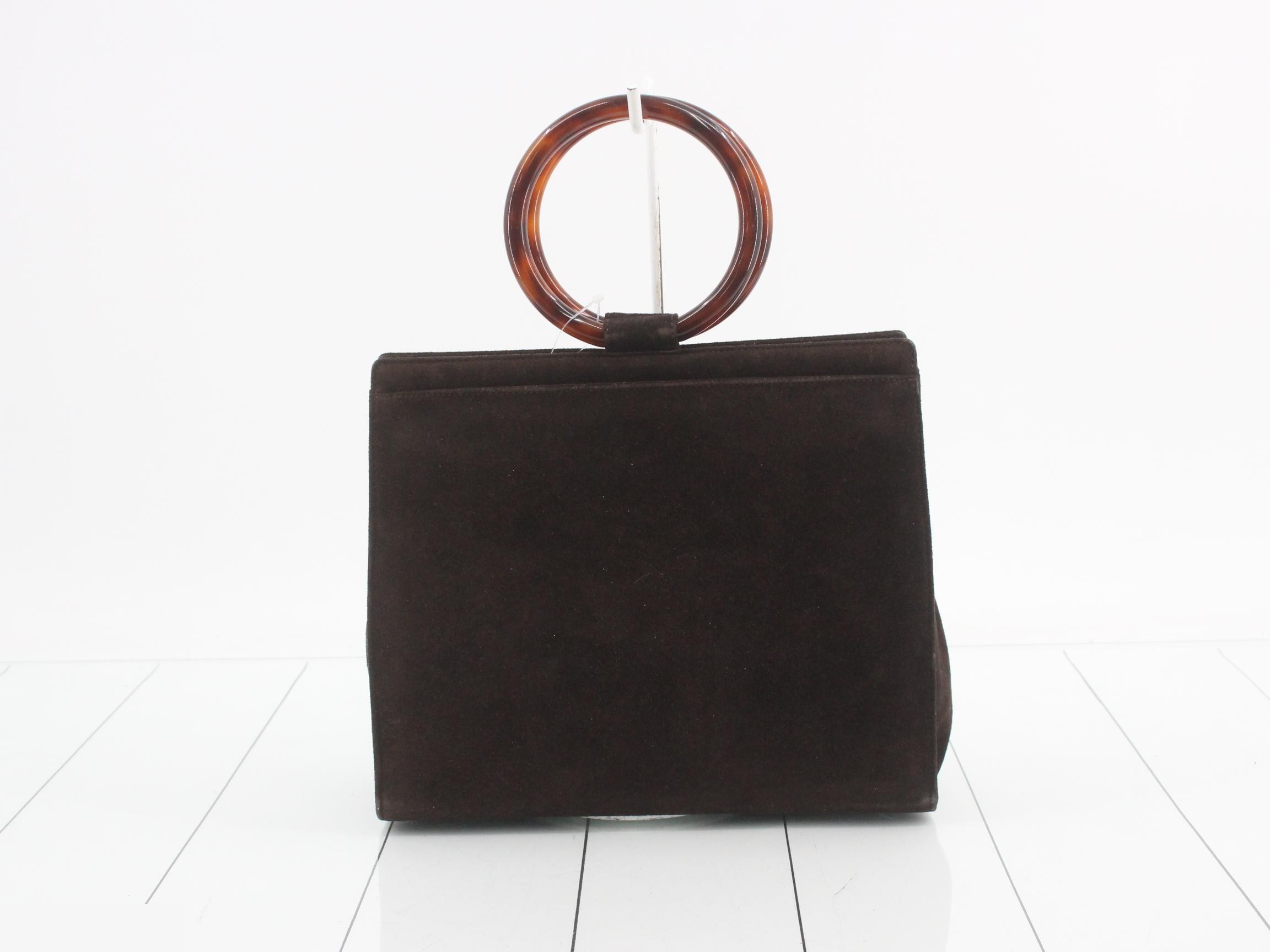 Tortoiseshell handbag, suede, brown, with sticker, item number 5. — view 2
