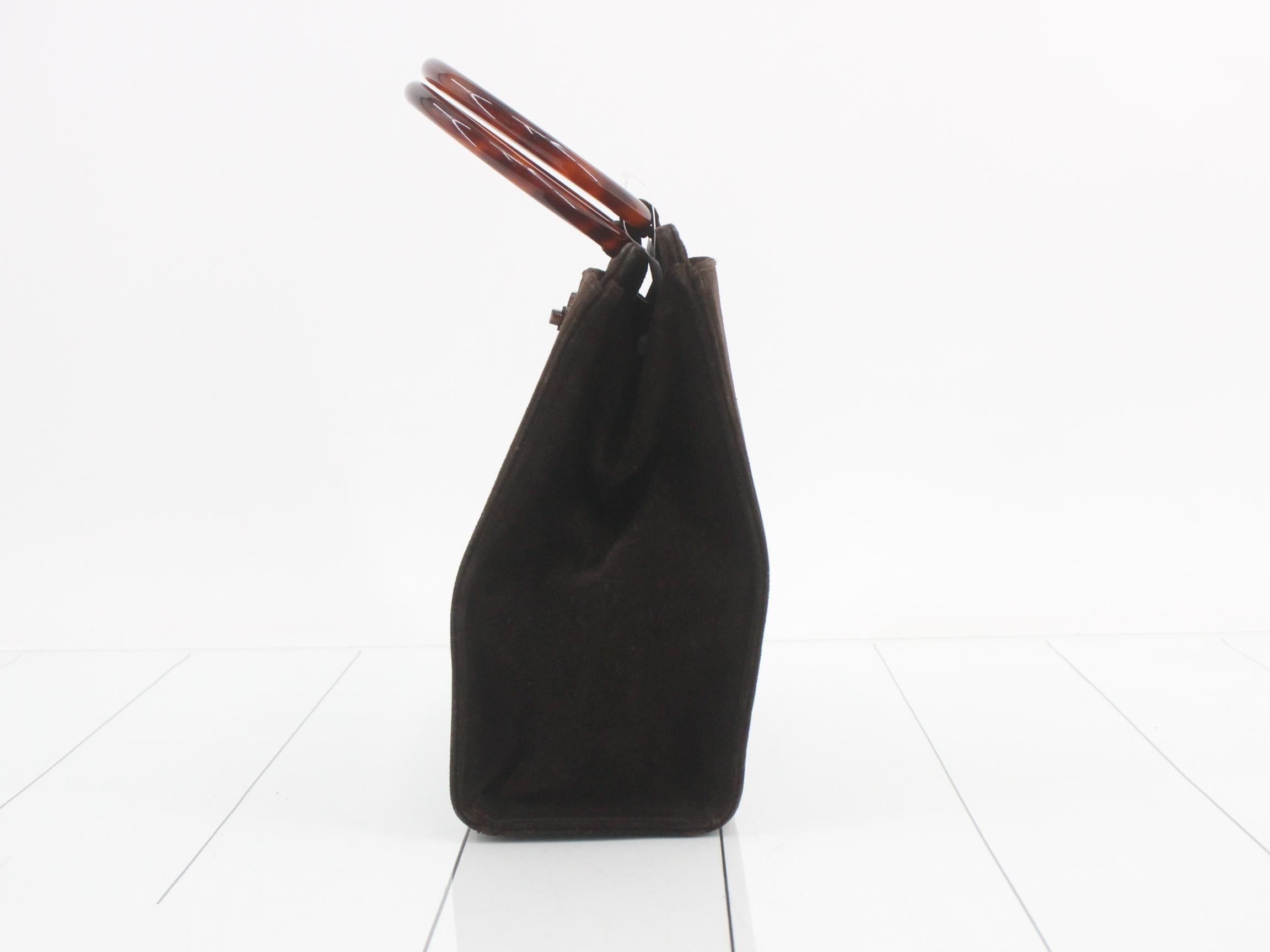 Tortoiseshell handbag, suede, brown, with sticker, item number 5. — view 3