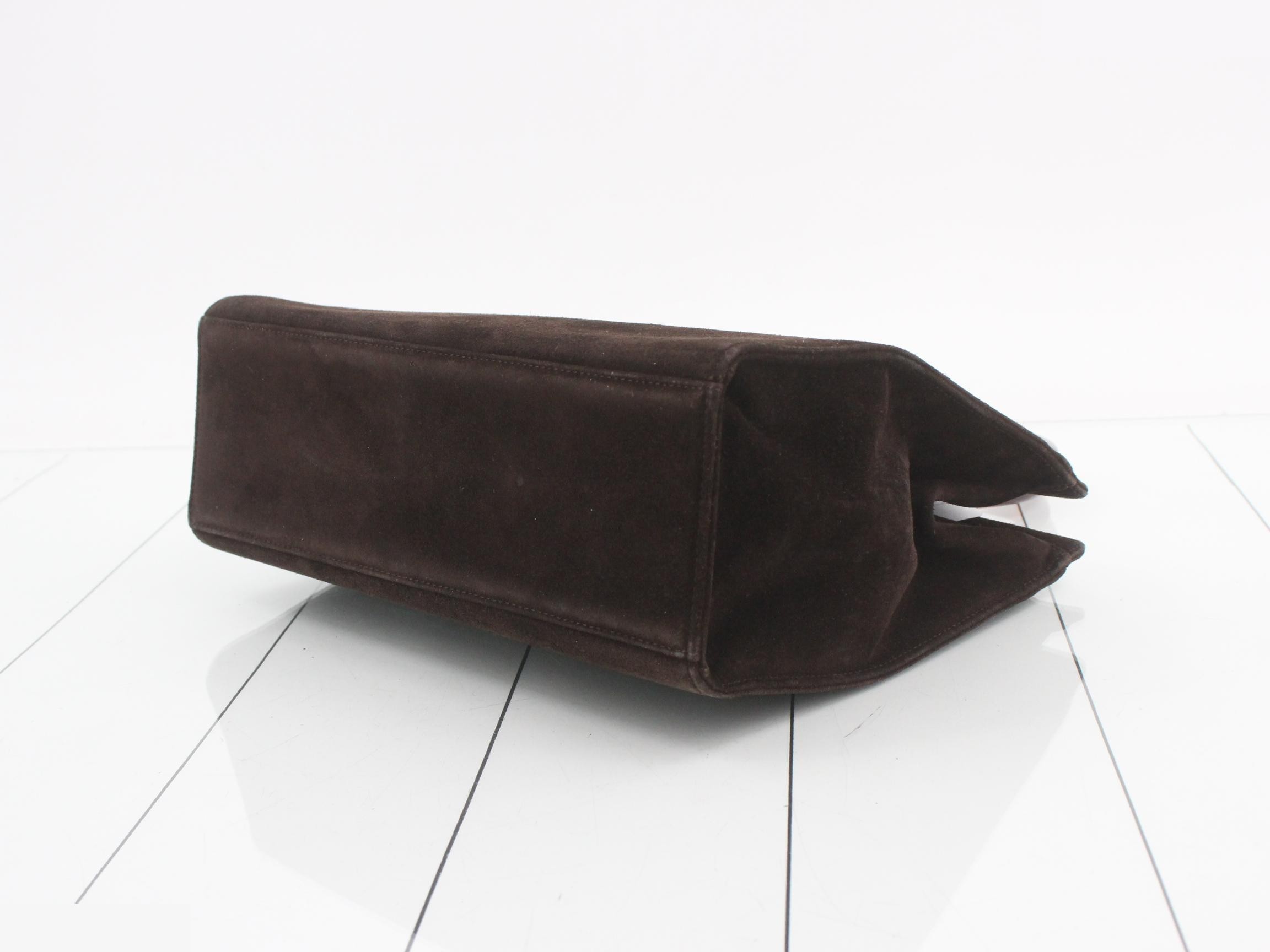 Tortoiseshell handbag, suede, brown, with sticker, item number 5. — view 6