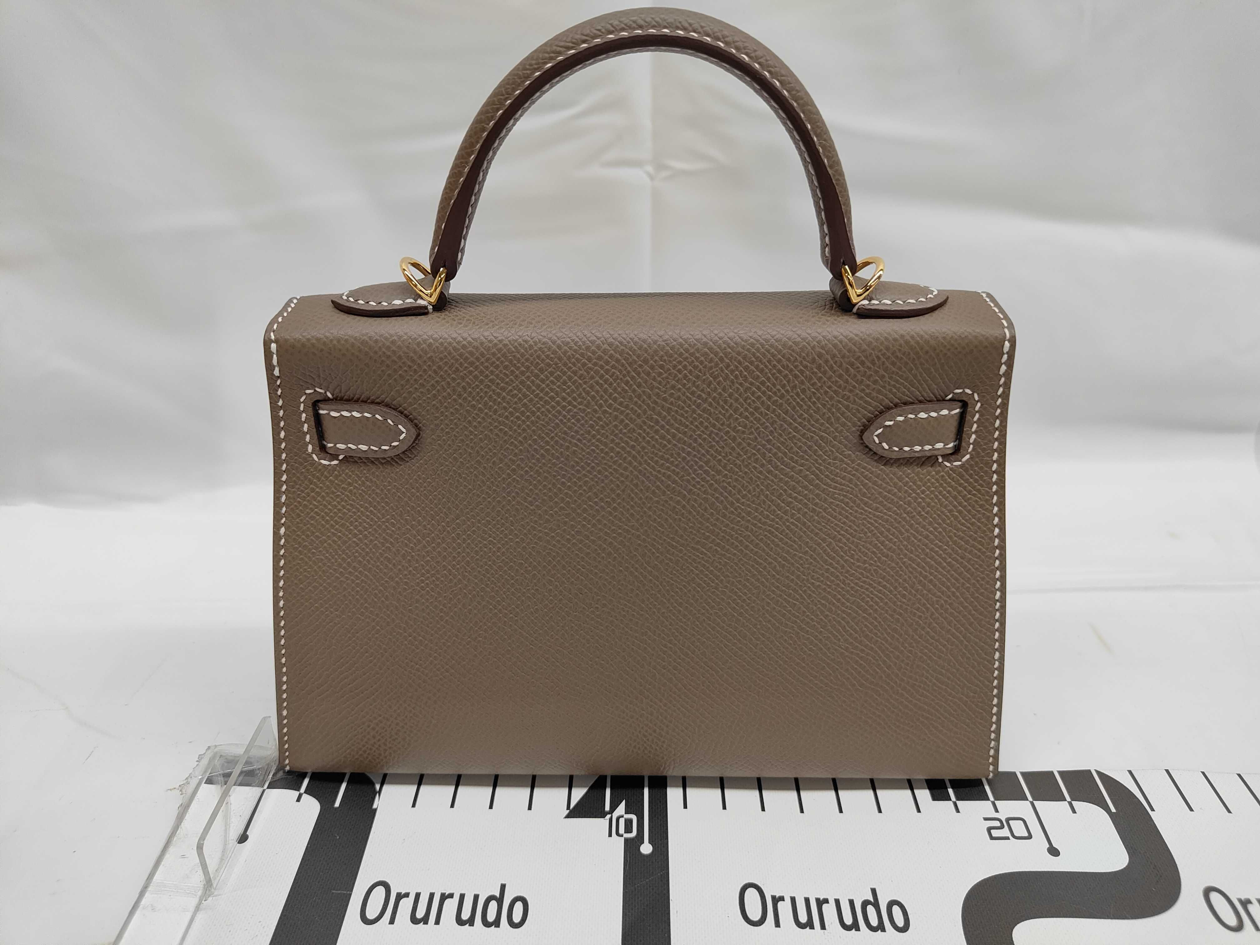 Mini Kelly Deux Epsom Leather, Etoupe, Gold Hardware, G Stamp, Handbag — view 2