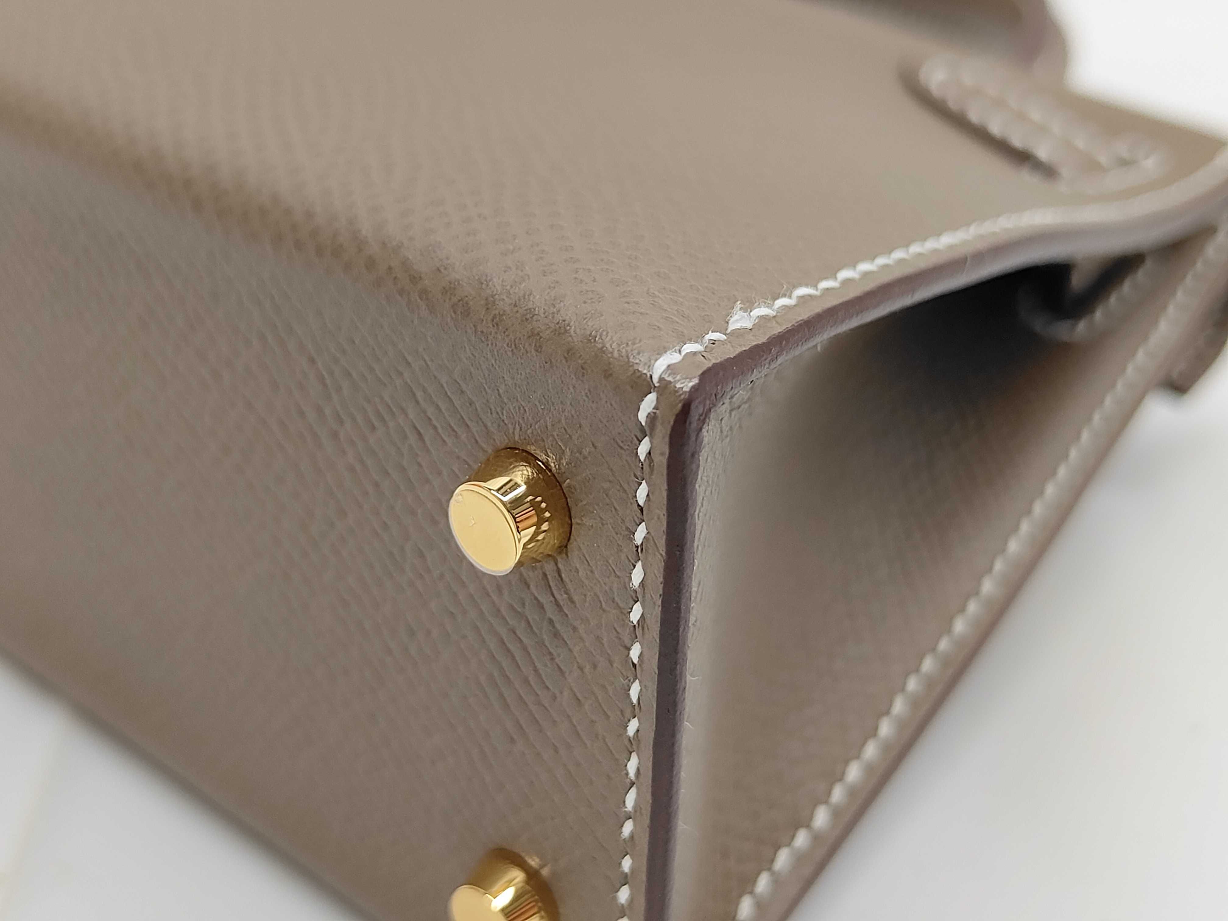 Mini Kelly Deux Epsom Leather, Etoupe, Gold Hardware, G Stamp, Handbag — view 4