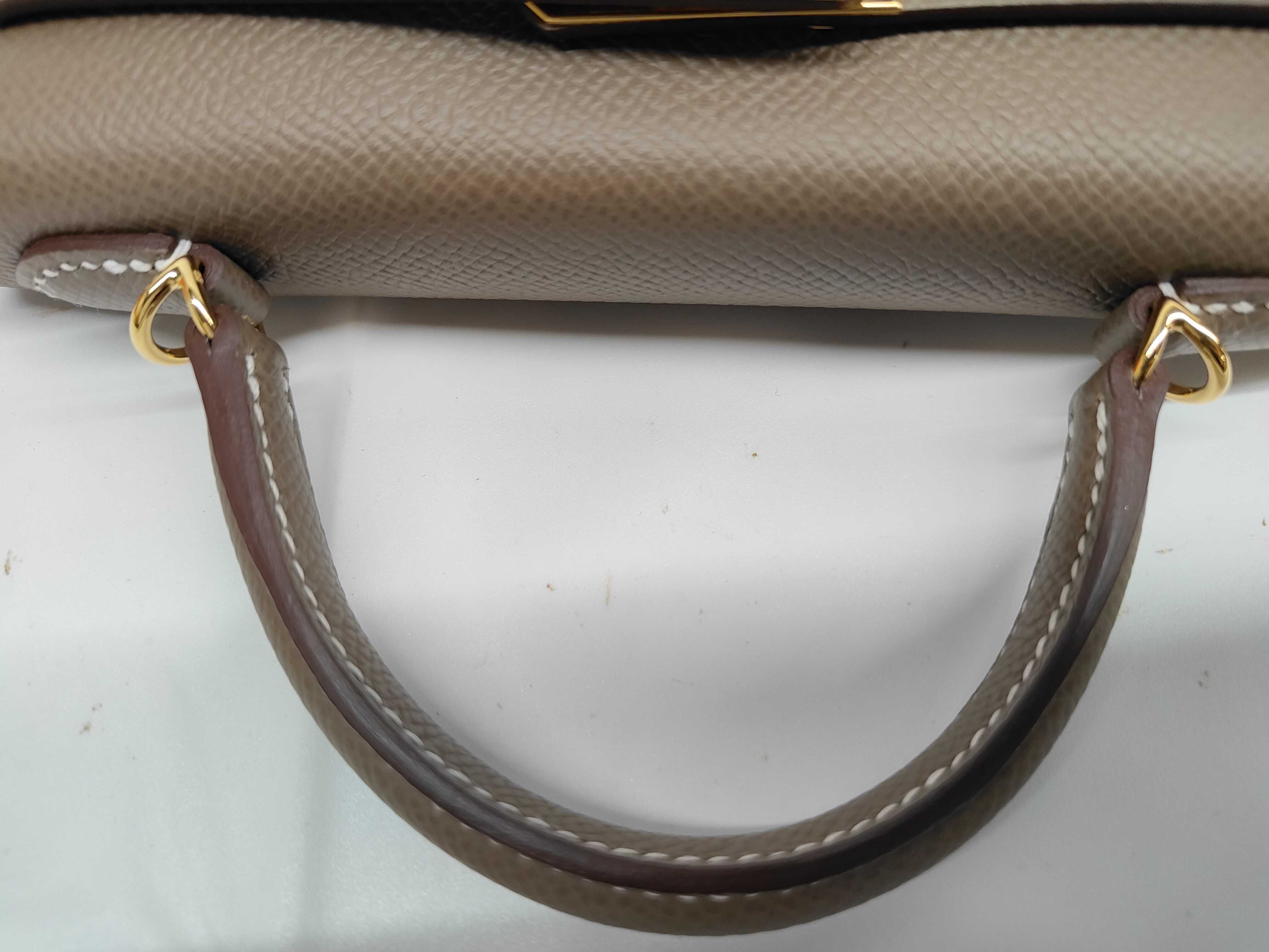 Mini Kelly Deux Epsom Leather, Etoupe, Gold Hardware, G Stamp, Handbag — view 5
