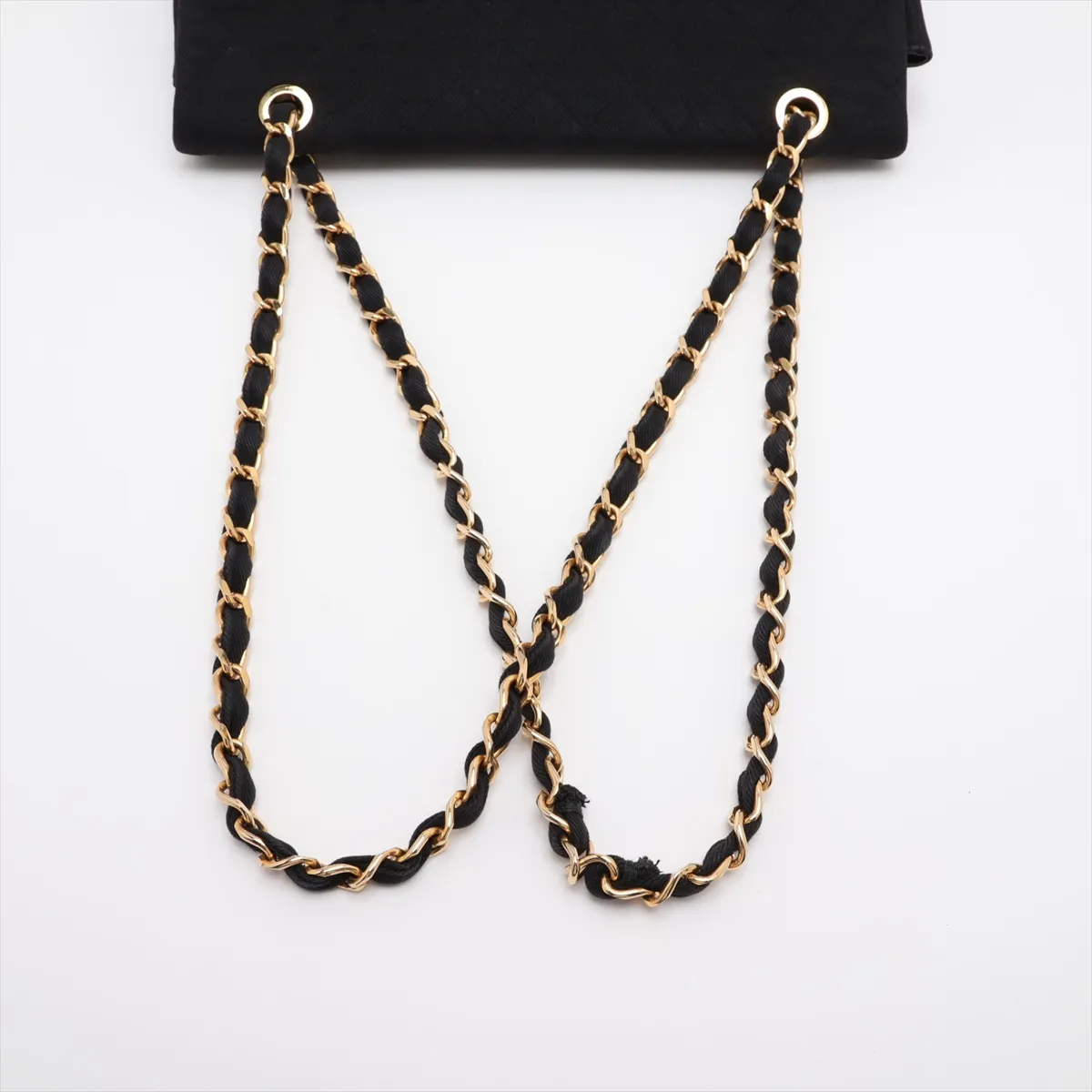 Large Matelassé 34 Maxi Denim Single Flap Double Chain Bag, Black with Gold Hardware, 1940274, Series 1, A01094 — view 5