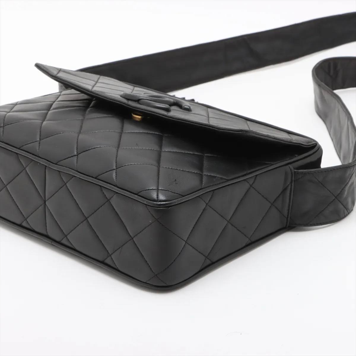 Matelassé Lambskin Shoulder Bag with Fringe, Black with Gold Hardware, 3021812, Series 3 — view 3
