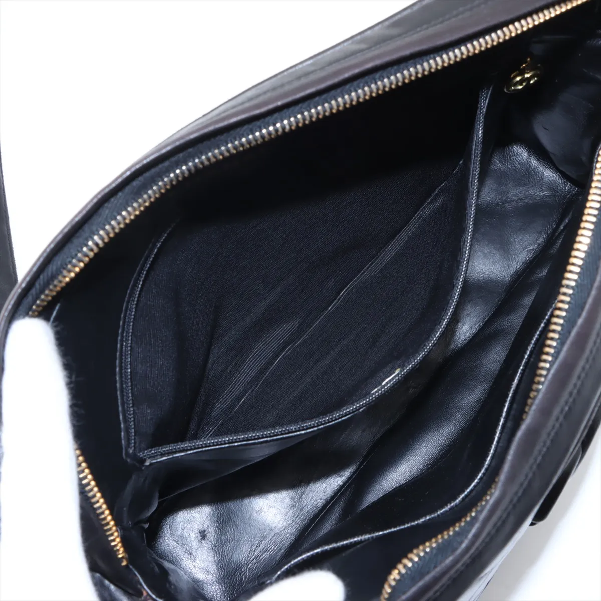 Matelassé Lambskin Shoulder Bag with Fringe, Black with Gold Hardware, 3021812, Series 3 — view 7