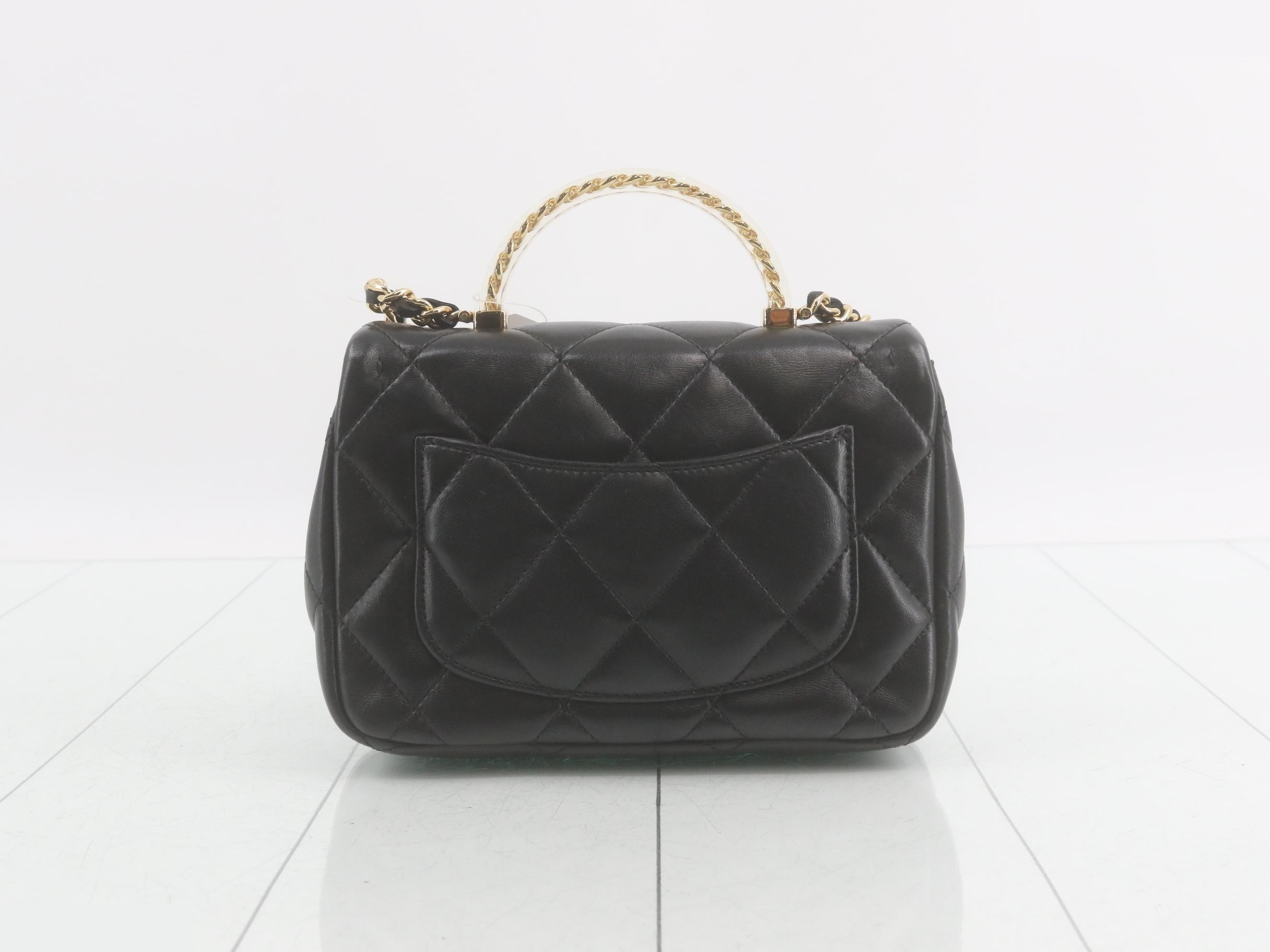 Plexi Handle Square Mini Matelassé Shoulder Bag — view 2
