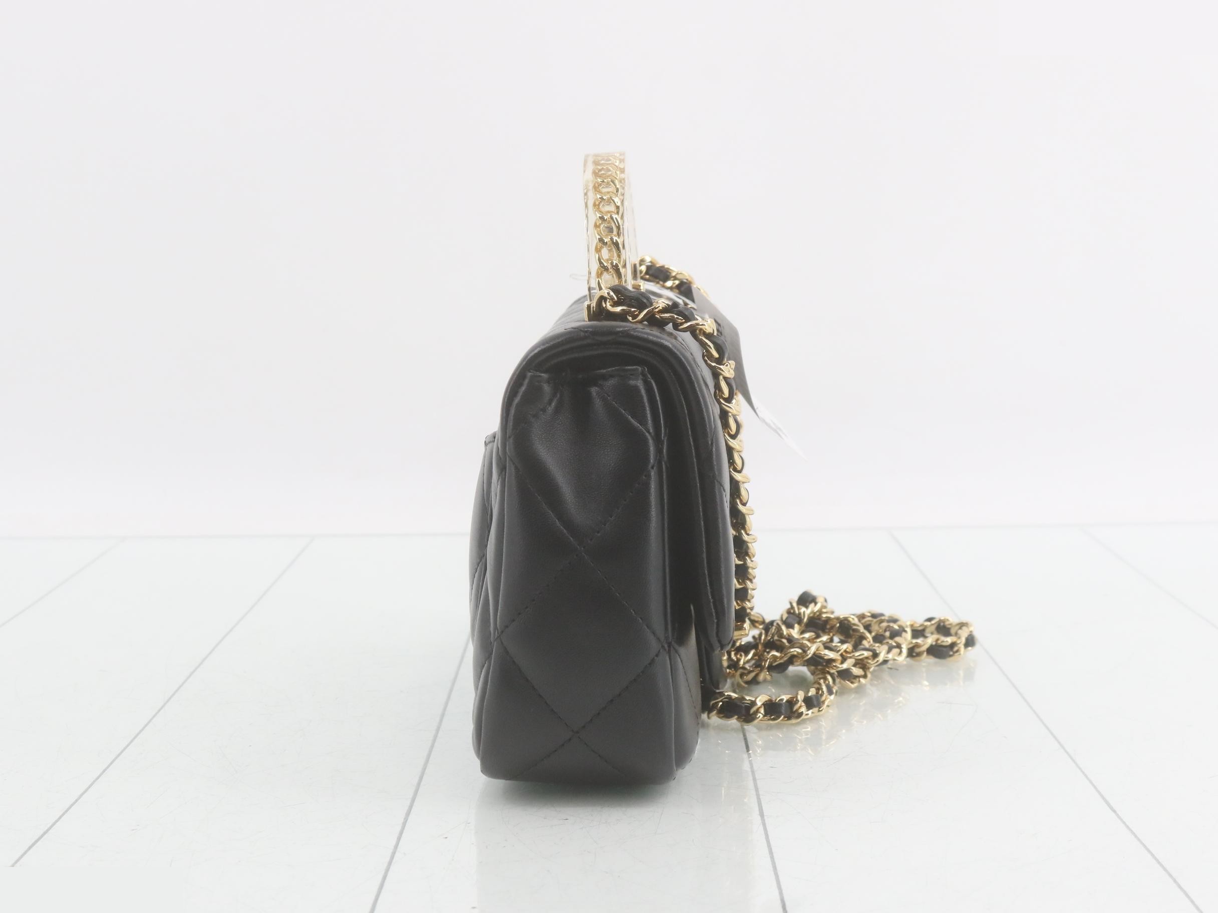 Plexi Handle Square Mini Matelassé Shoulder Bag — view 4