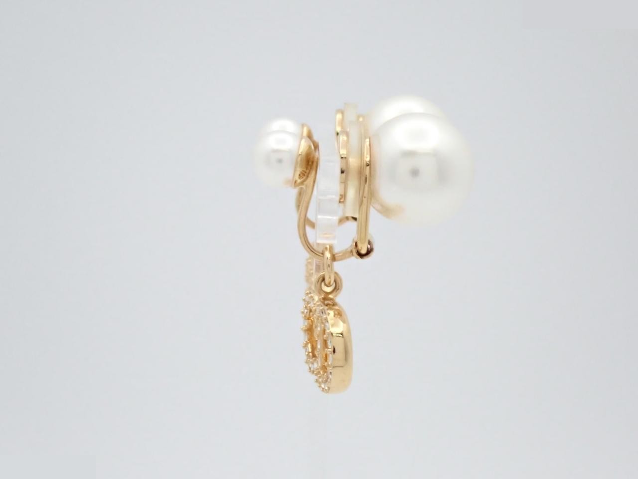 Tribales Clip Earrings - Resin Pearl/Crystal — view 3
