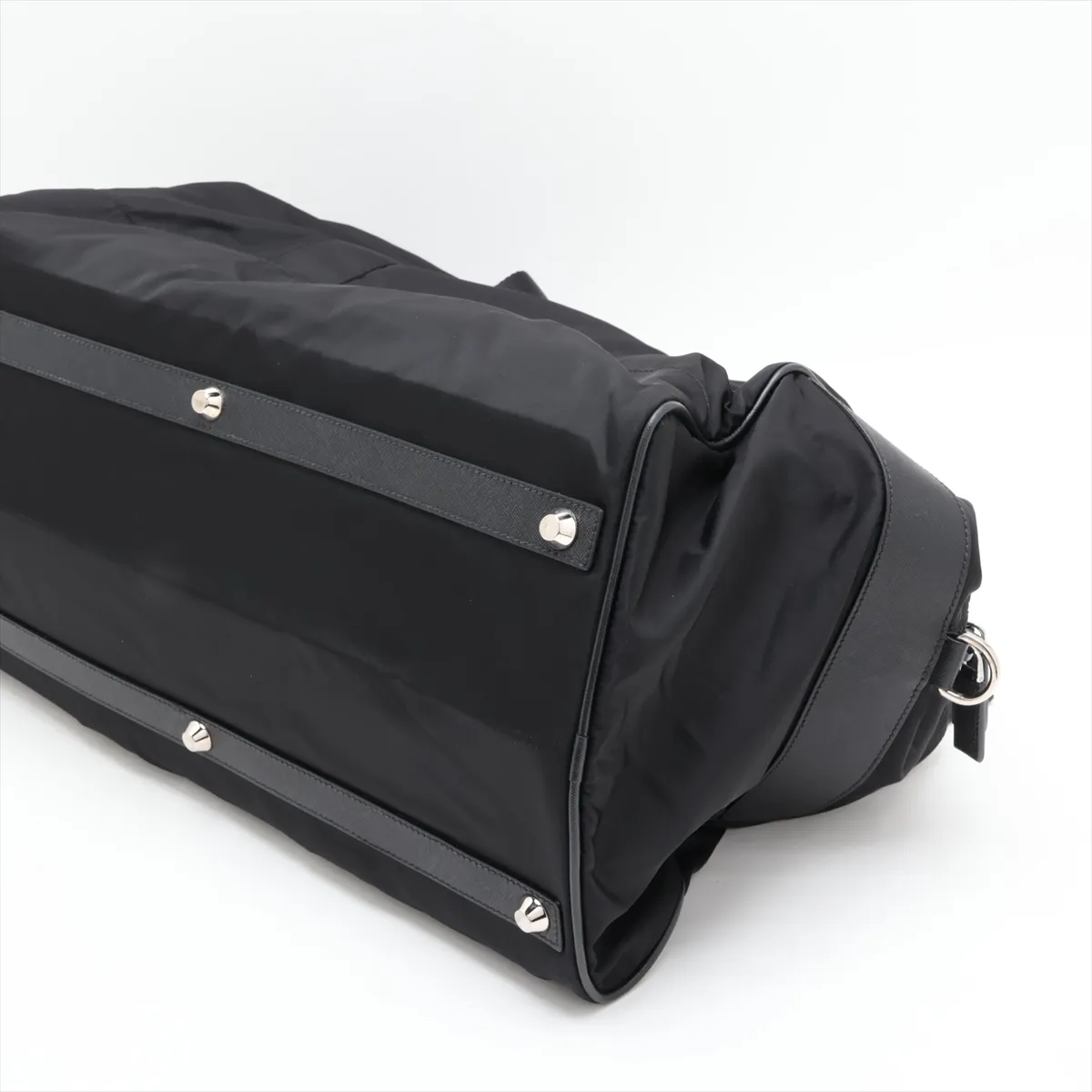 Tessuto x Saffiano V70S Nylon x Leather Boston Bag, Black, V70S, Unsigned Guarantee Card, PIN Code 00 — view 3
