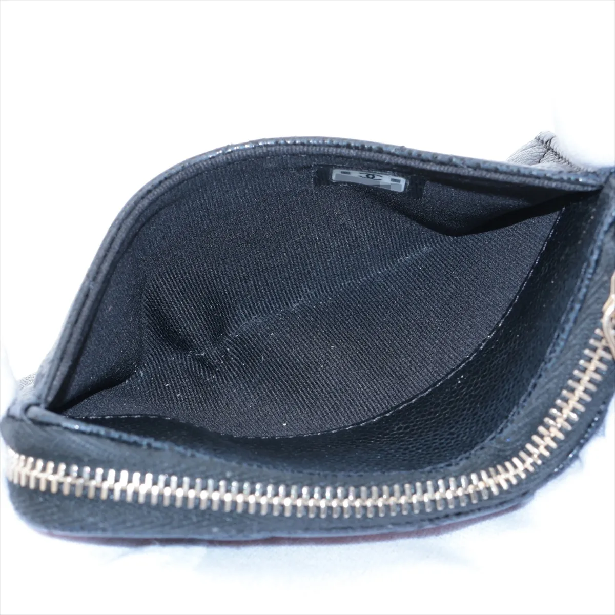 Matelassé Caviar Skin Fragment Case, Black with Gold Hardware, G5H5H3HK — view 3