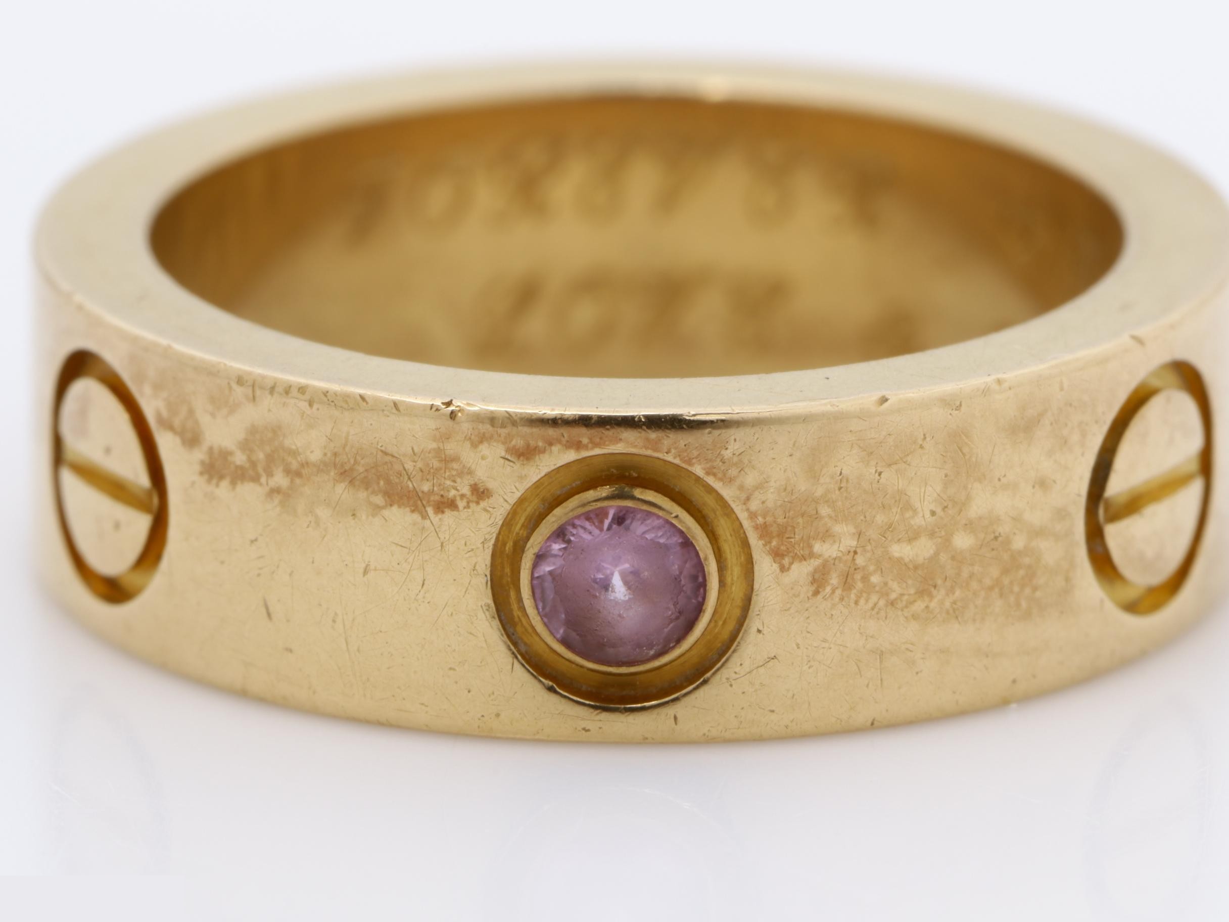 Love Ring, 750PG (Pink Gold), Sapphire, 9.1g, Size #49 / Width approx. 5.5mm — view 2