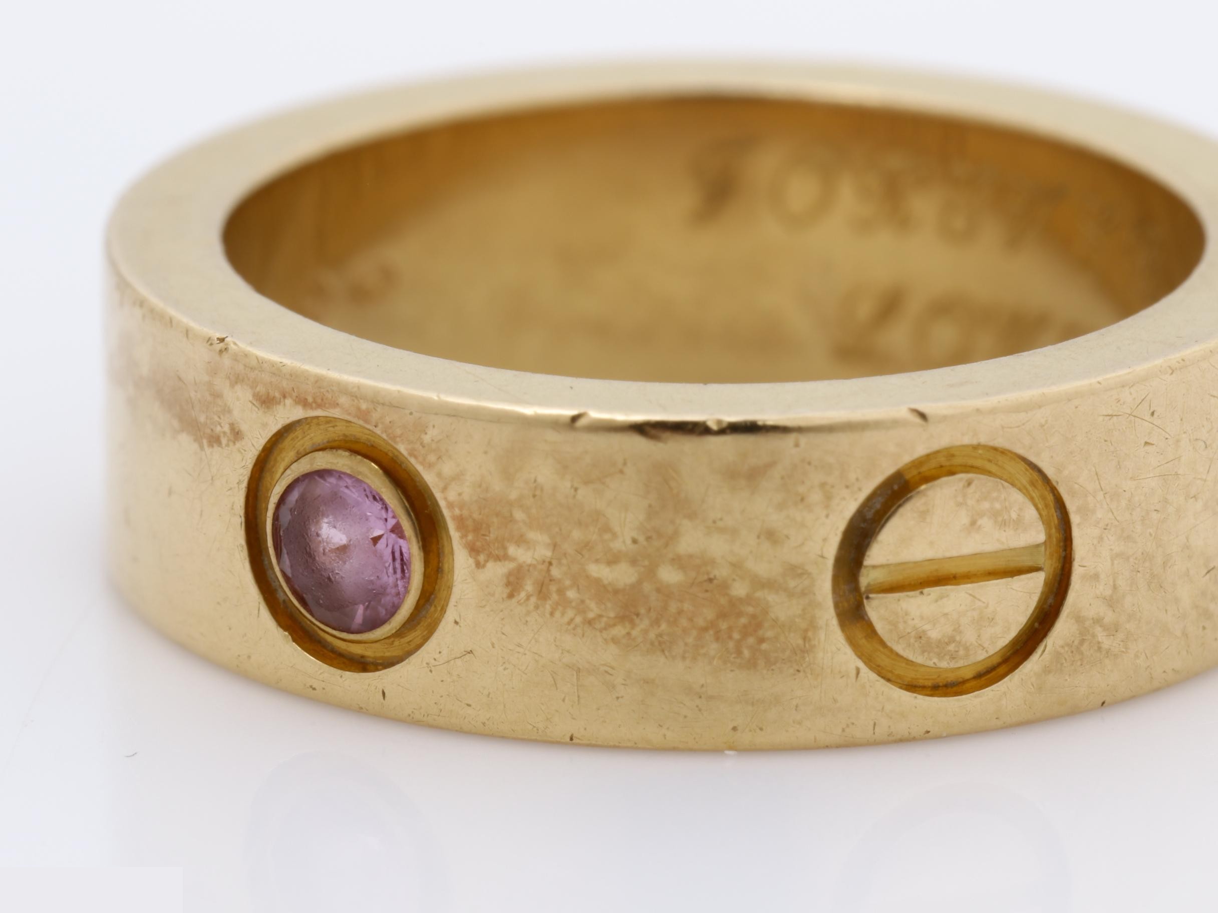 Love Ring, 750PG (Pink Gold), Sapphire, 9.1g, Size #49 / Width approx. 5.5mm — view 3