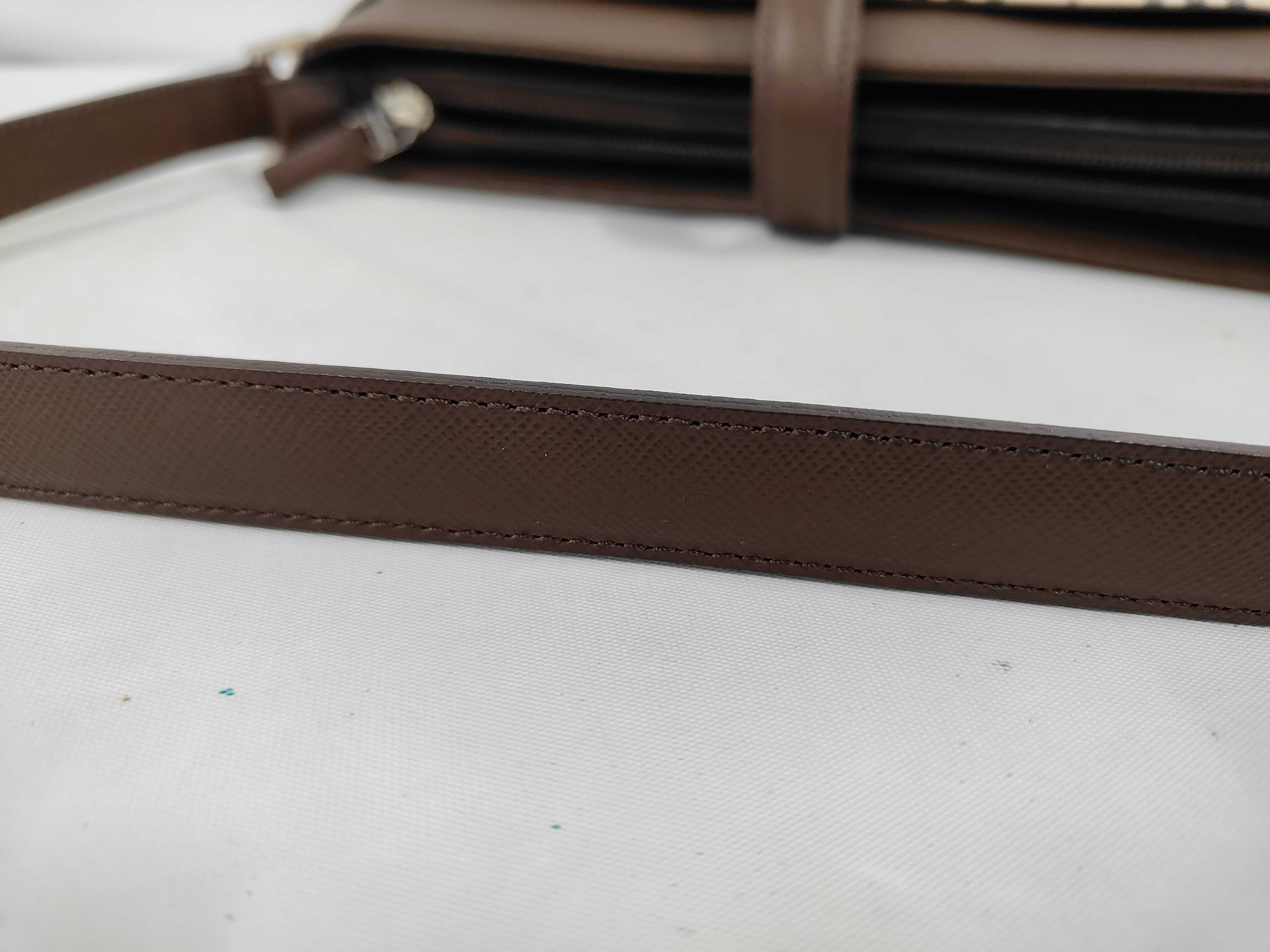 Brown Leather Nova Check Pattern One-Shoulder Bag — view 5