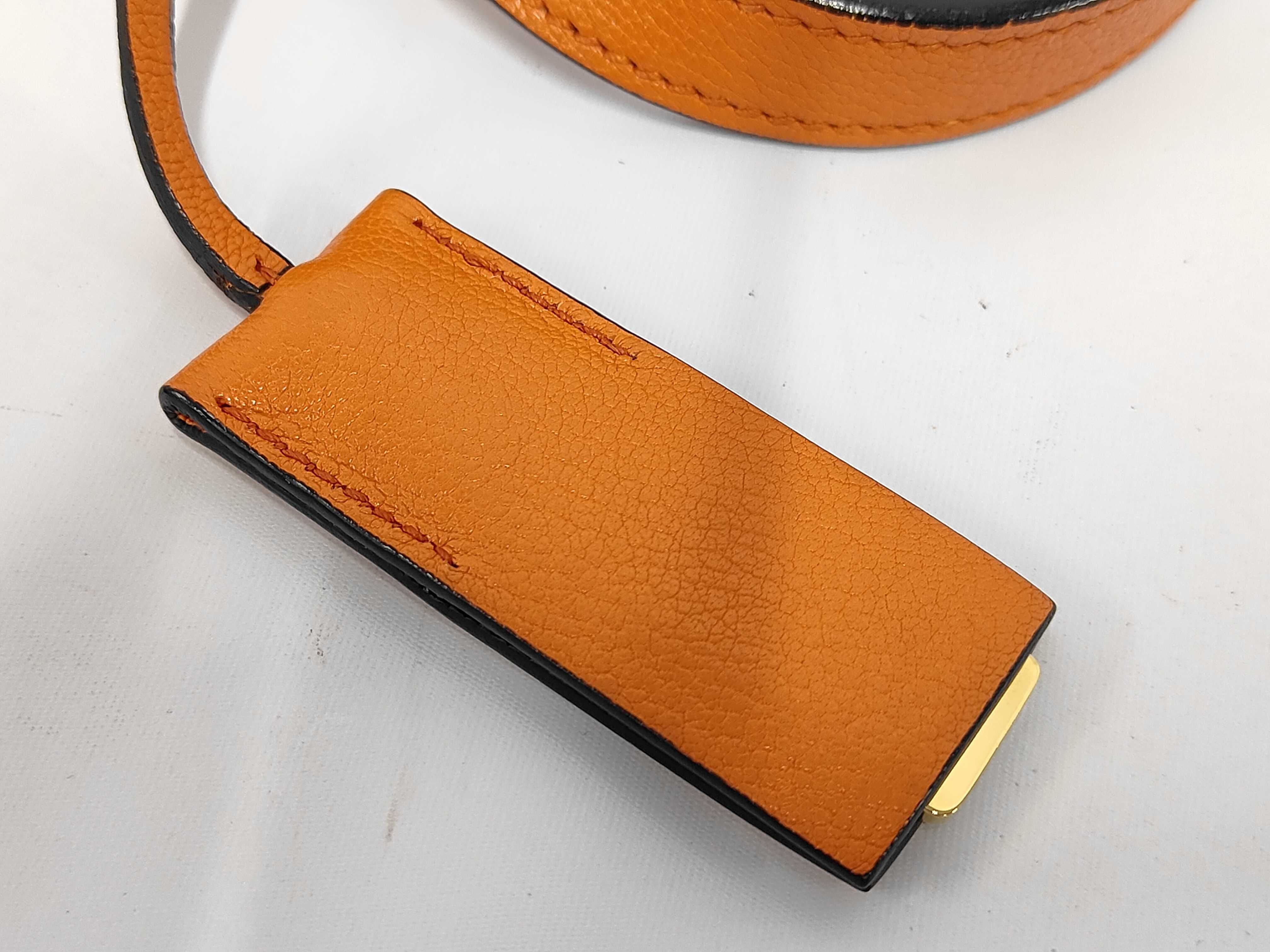 Mini Push-Lock Convertible Top Handle Orange Madras Leather Bag with Gold Hardware — view 13