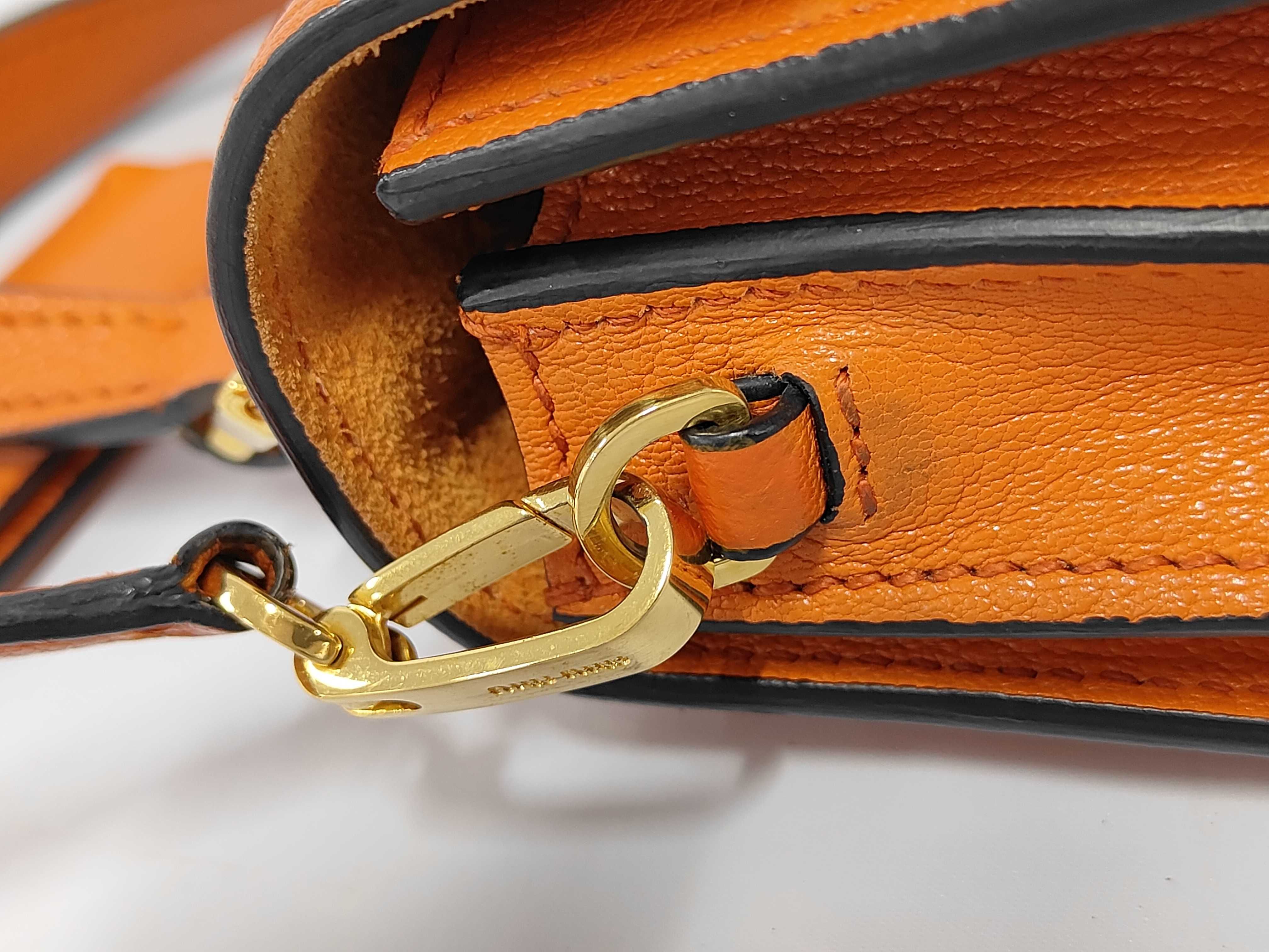 Mini Push-Lock Convertible Top Handle Orange Madras Leather Bag with Gold Hardware — view 10
