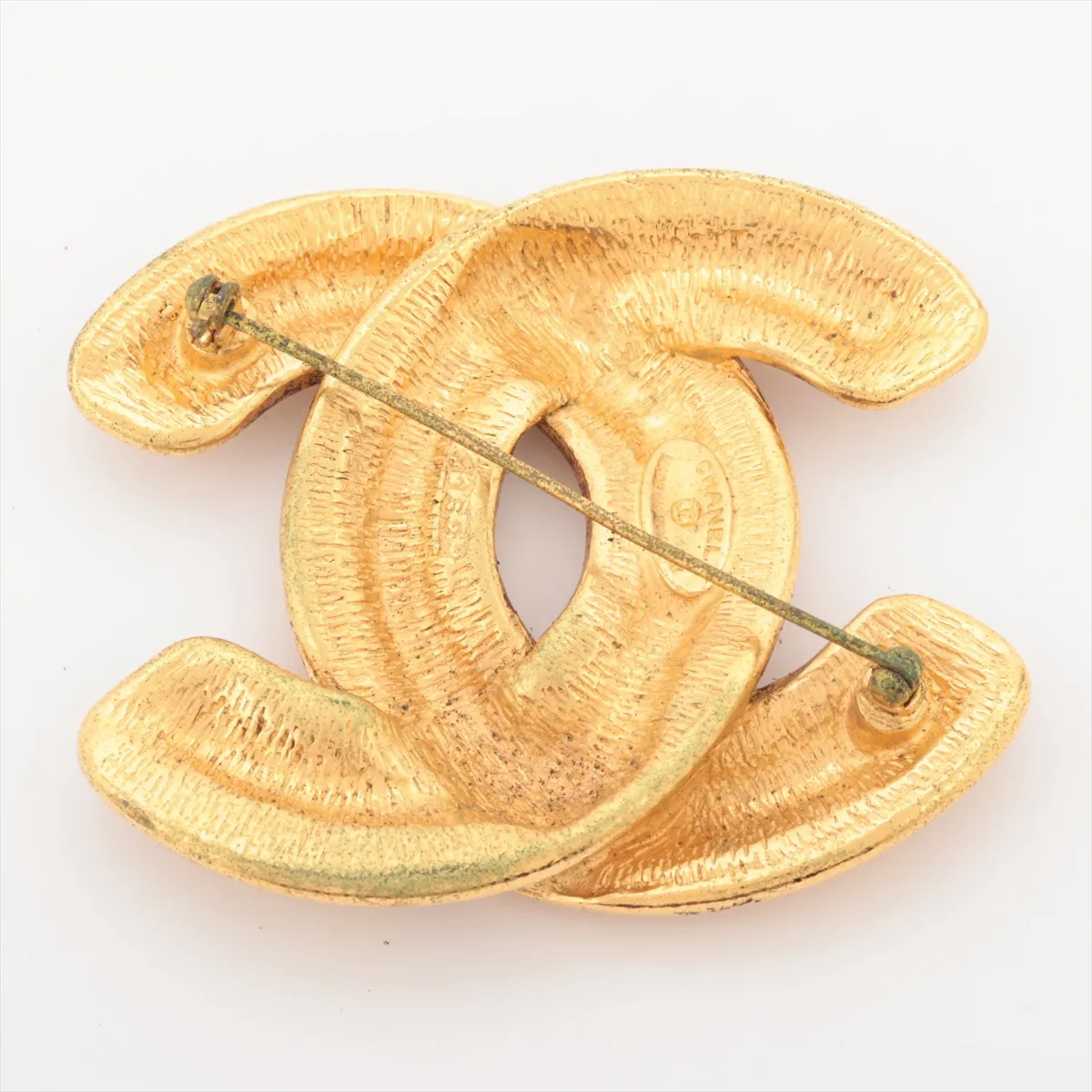 Coco Mark Matelassé Brooch, GP Gold. Shows signs of wear, — view 2