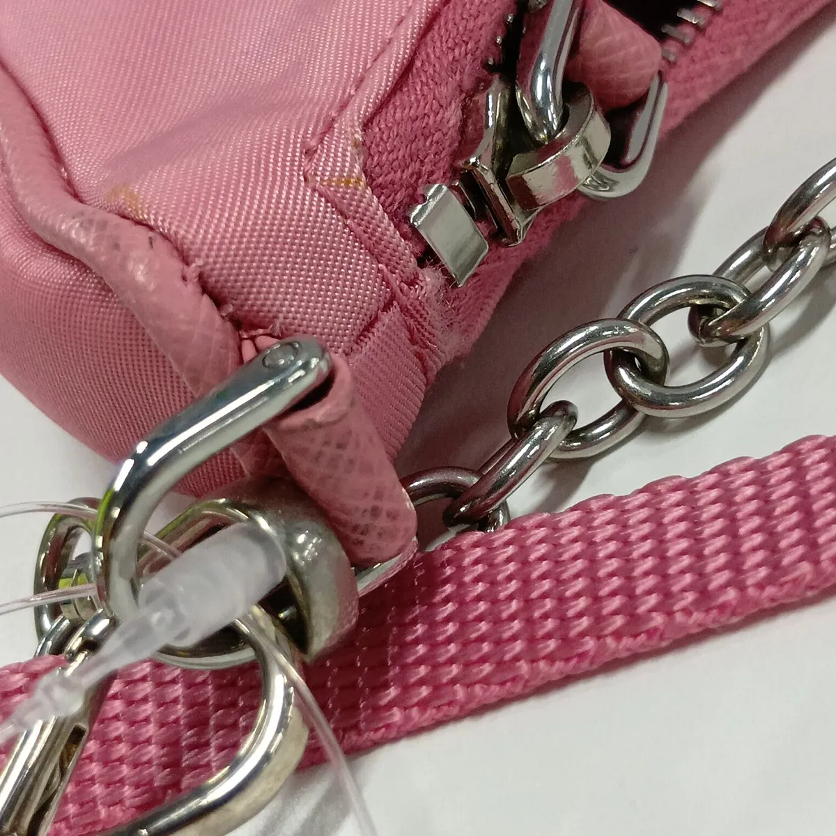 Tessuto Nylon x Leather 2-Way Shoulder Bag, Pink — view 9