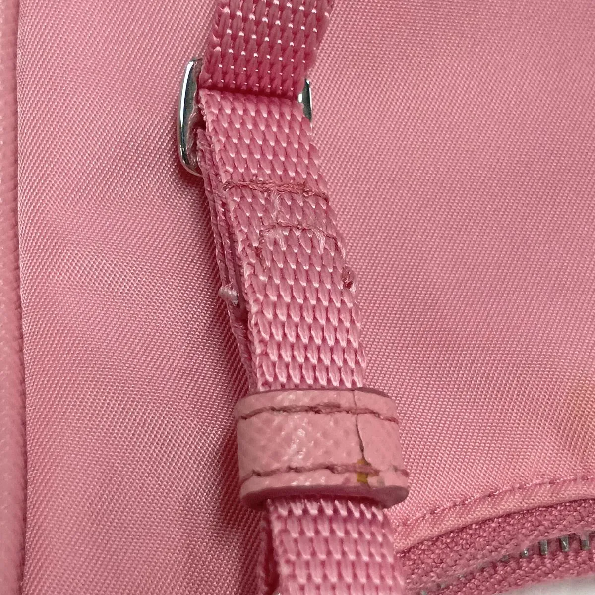 Tessuto Nylon x Leather 2-Way Shoulder Bag, Pink — view 10