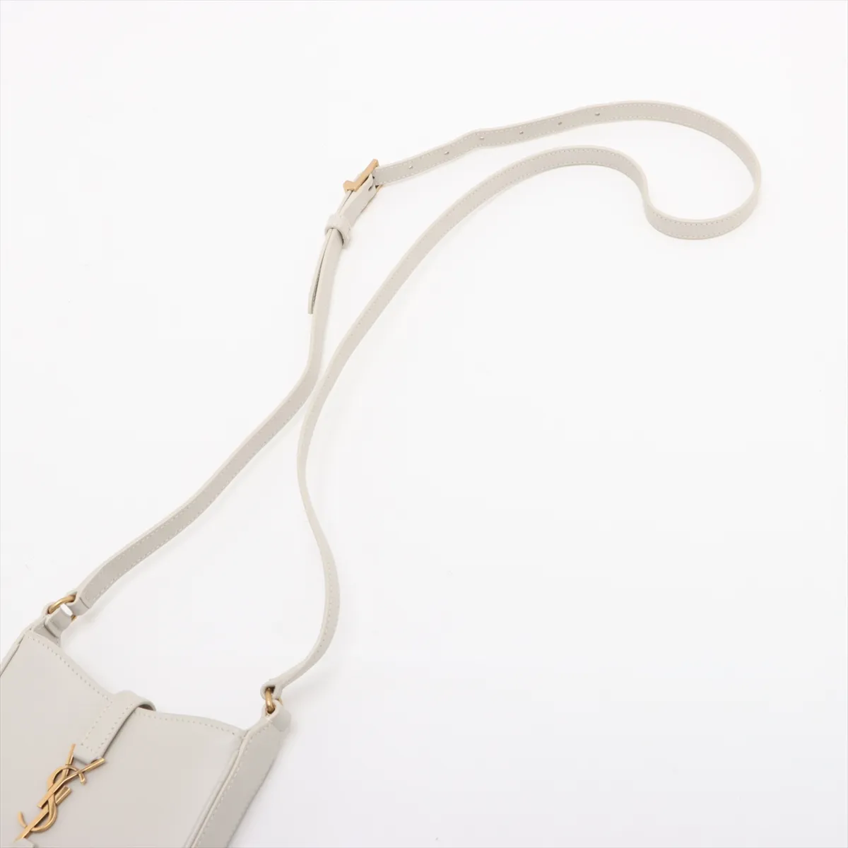 Mini Vertical Leather Shoulder Bag, White, 735214 — view 5