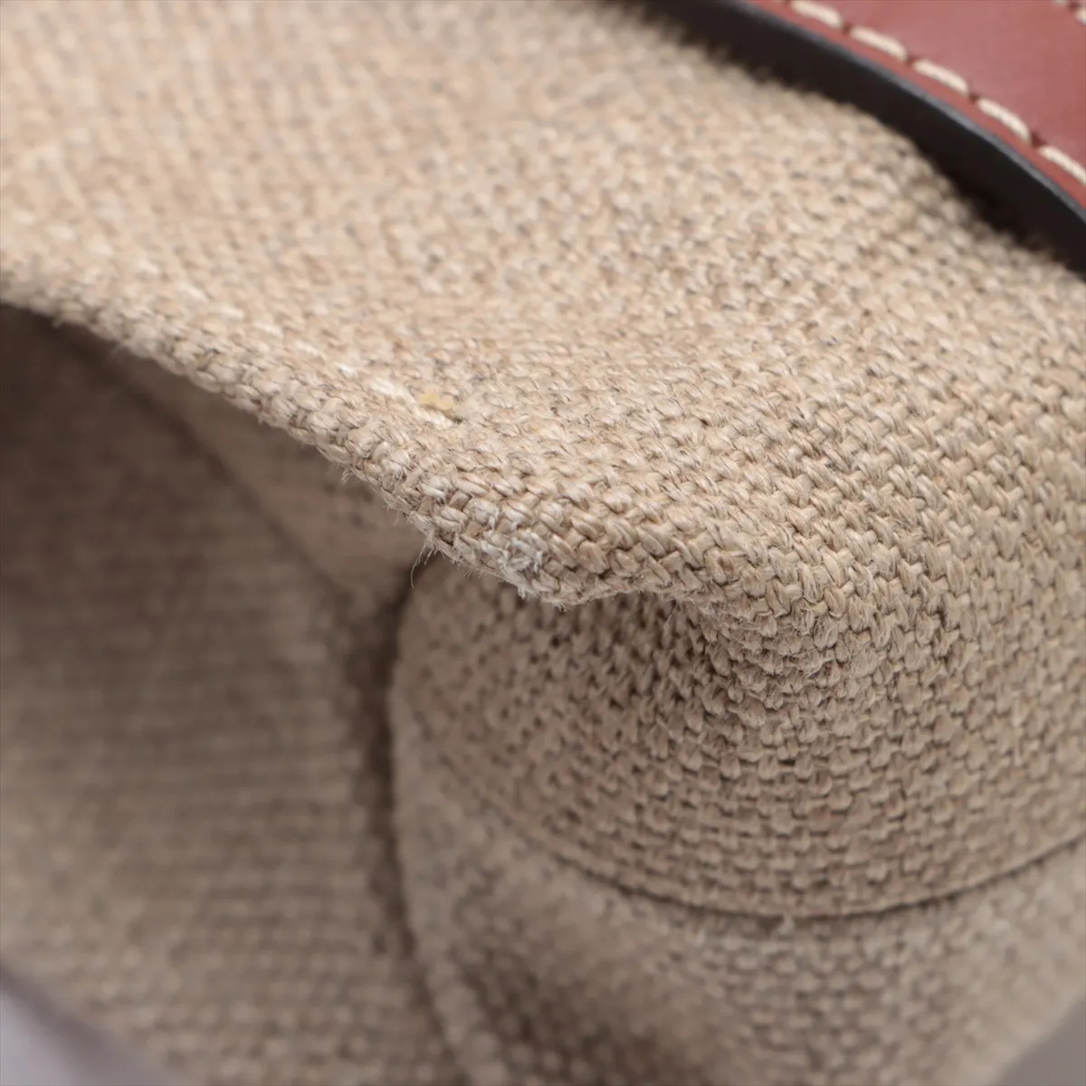 Woody Mini Canvas x Leather 2-Way Handbag, Beige x Brown — view 8