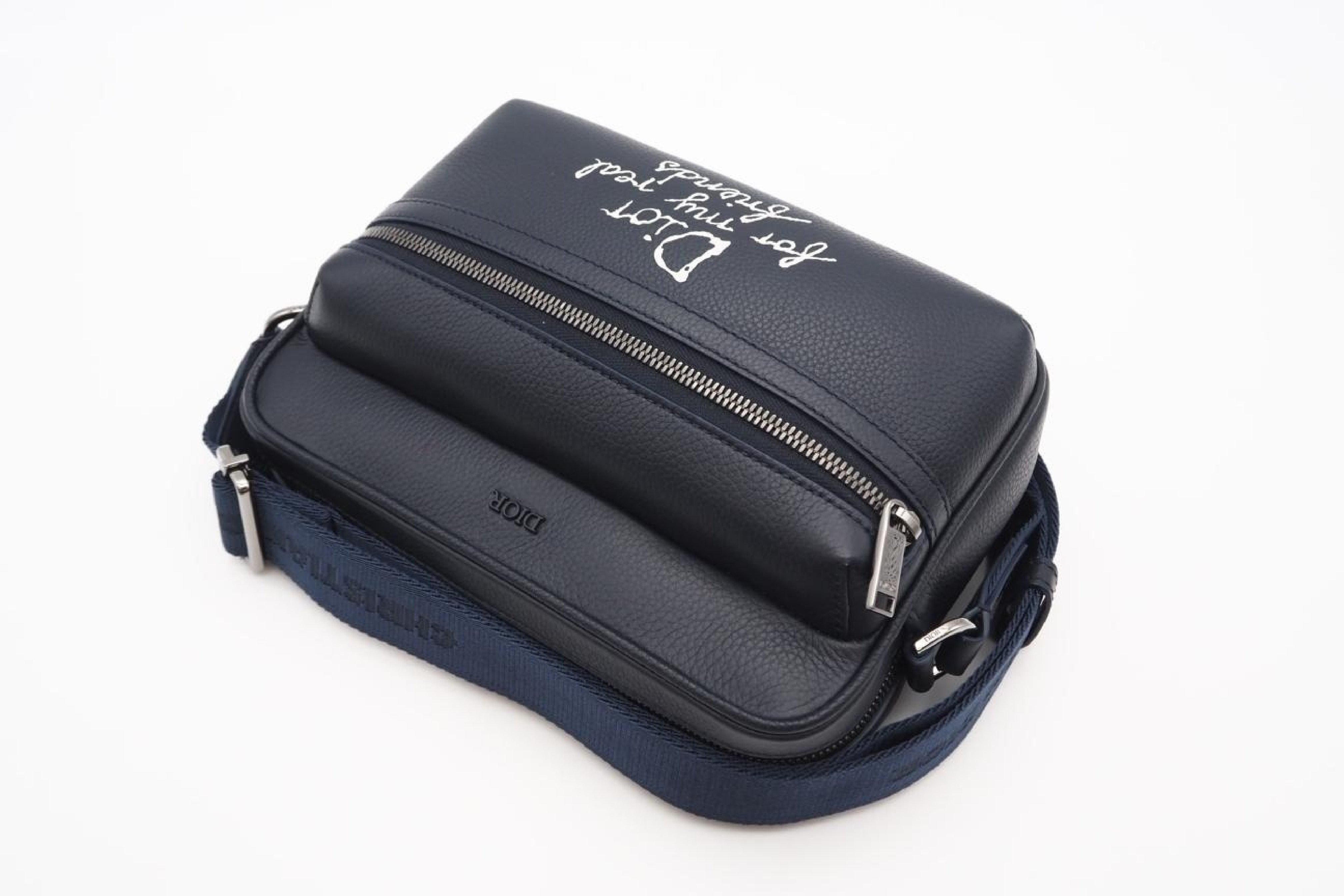 1ESPO340FRY_H56E &HYLTON NEL Leather Messenger Bag Navy Shoulder Bag — view 2