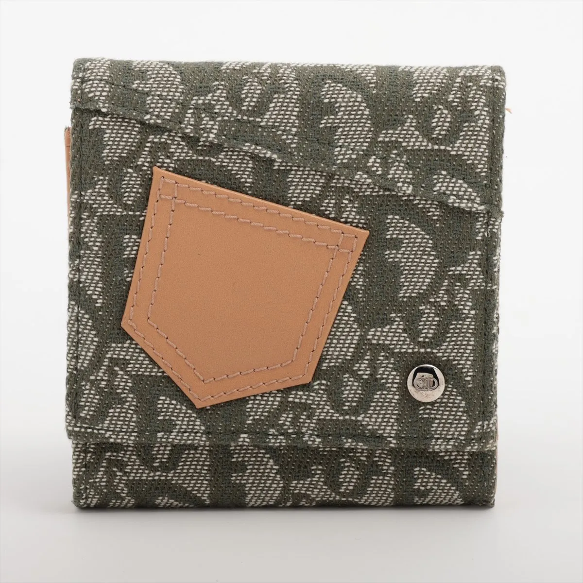 Trotter Canvas x Leather Compact Wallet Green
