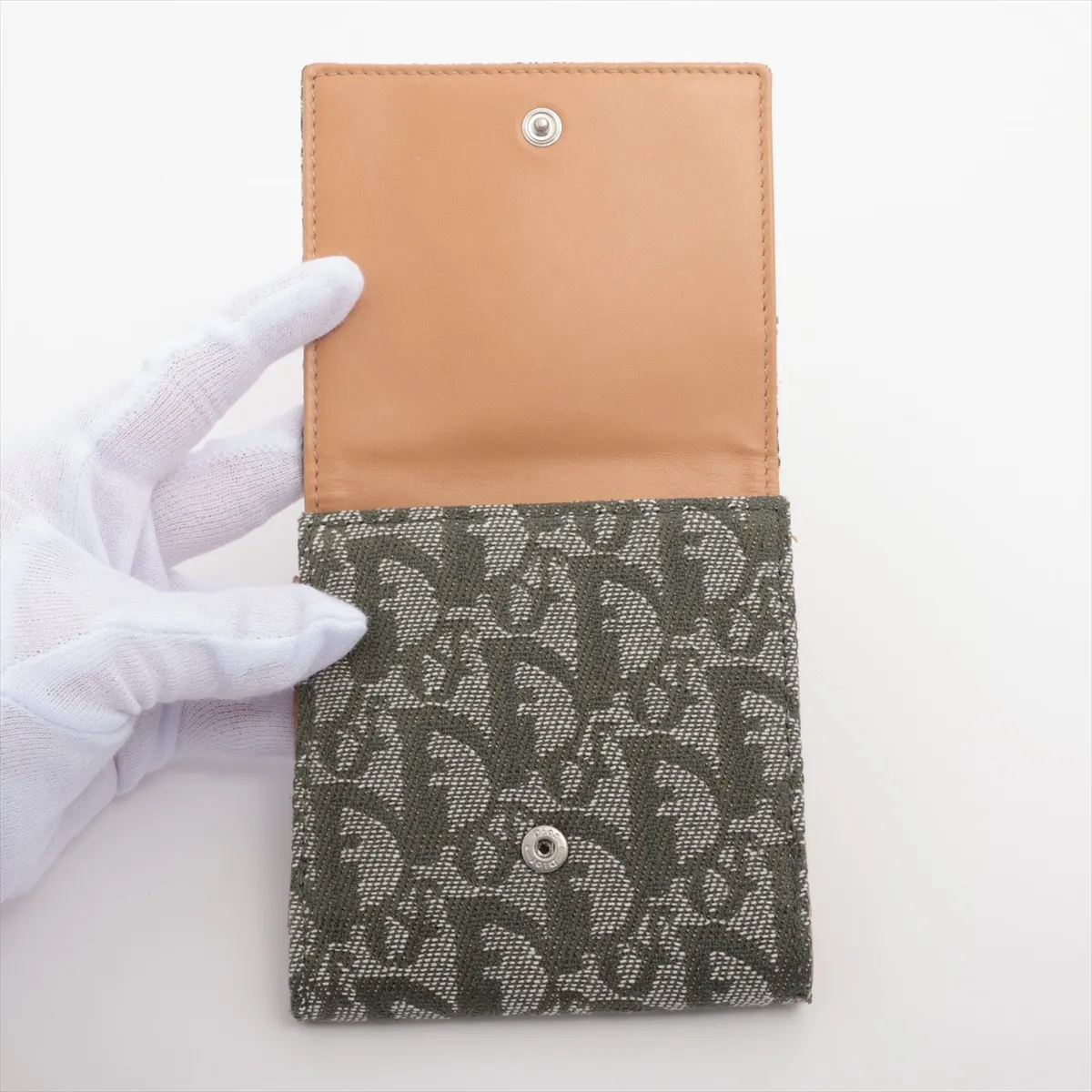 Trotter Canvas x Leather Compact Wallet Green — view 3
