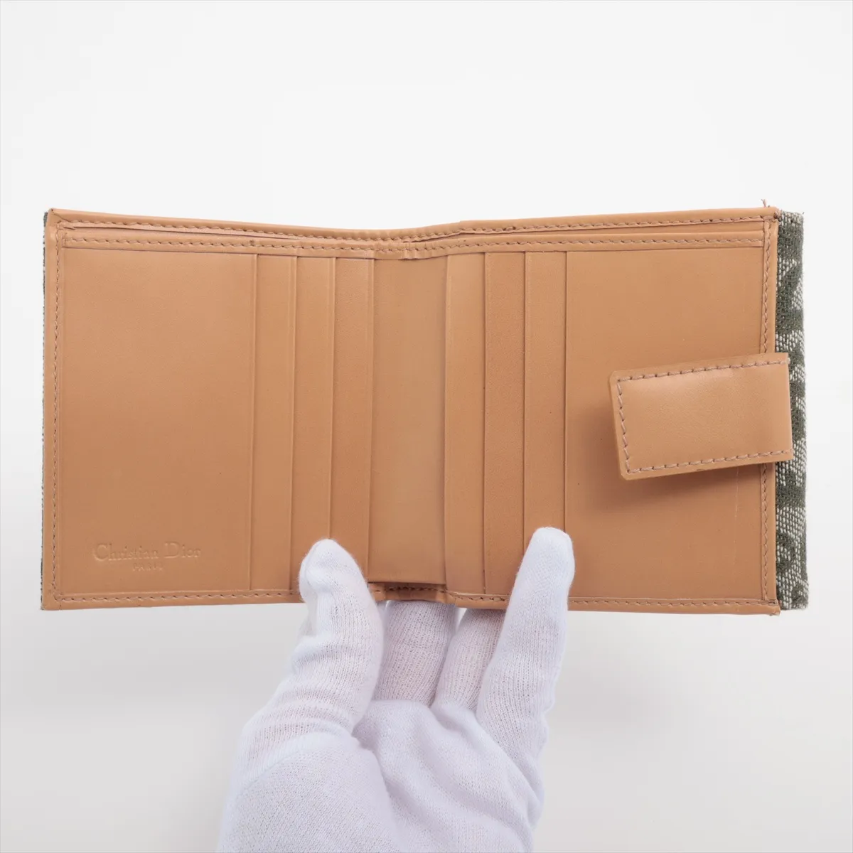 Trotter Canvas x Leather Compact Wallet Green — view 4