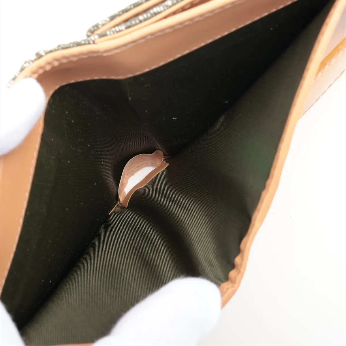 Trotter Canvas x Leather Compact Wallet Green — view 5