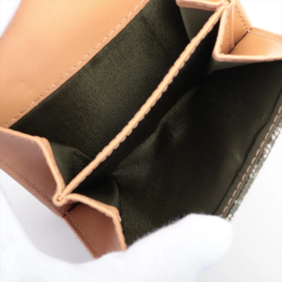 Trotter Canvas x Leather Compact Wallet Green — view 6