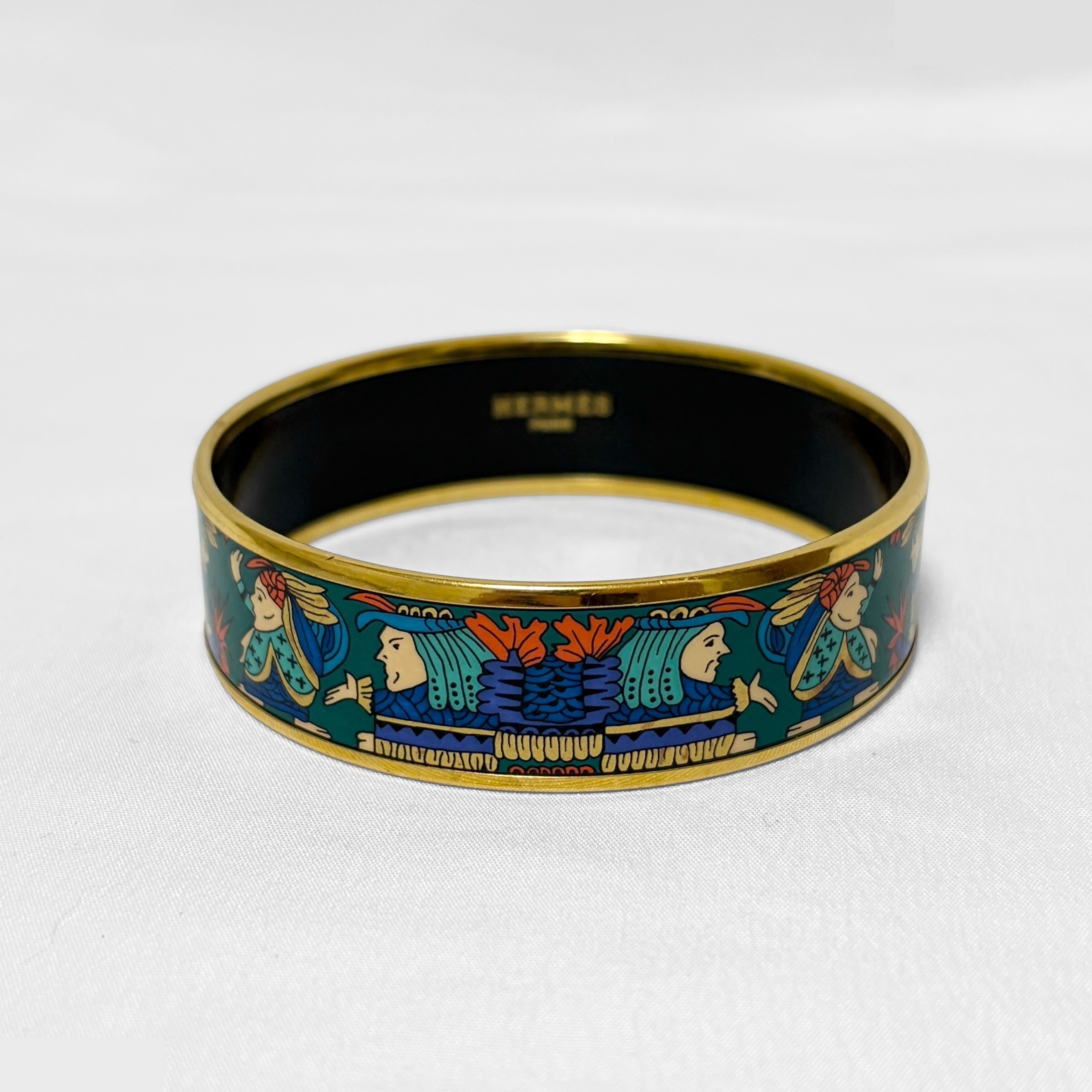 Enamel GM Bangle, Cloisonné Enamel, Gold, Multicolor, Wrist Circumference Approx. 19cm