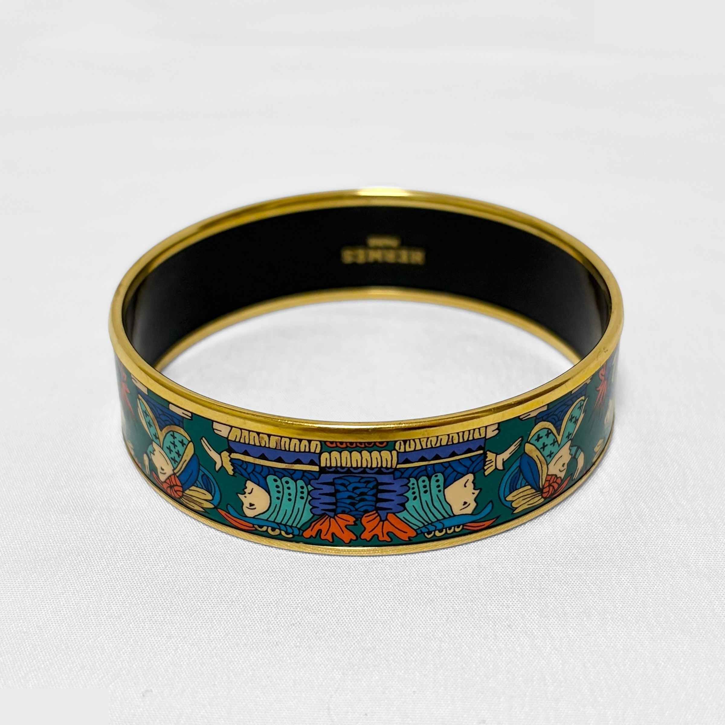Enamel GM Bangle, Cloisonné Enamel, Gold, Multicolor, Wrist Circumference Approx. 19cm — view 6