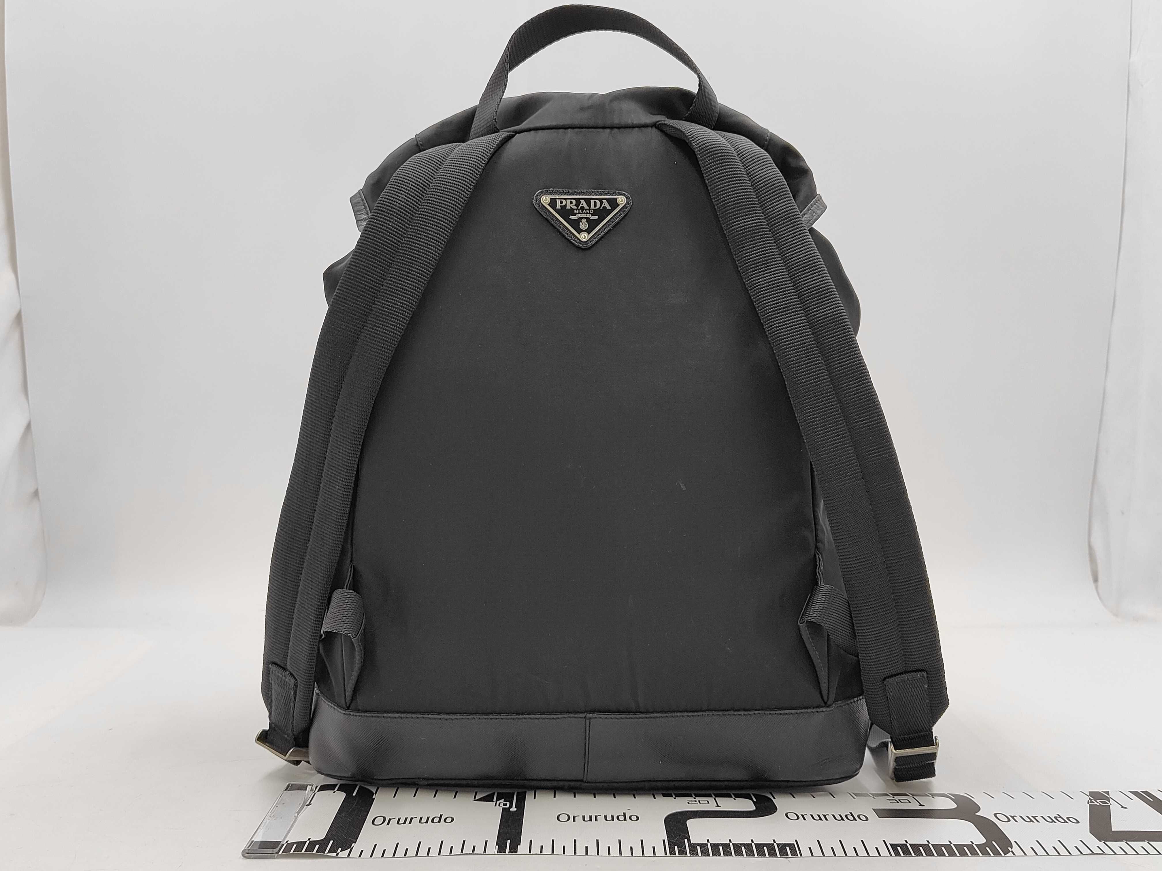 Backpack Nylon Triangle Plate Saffiano Black Backpack — view 2
