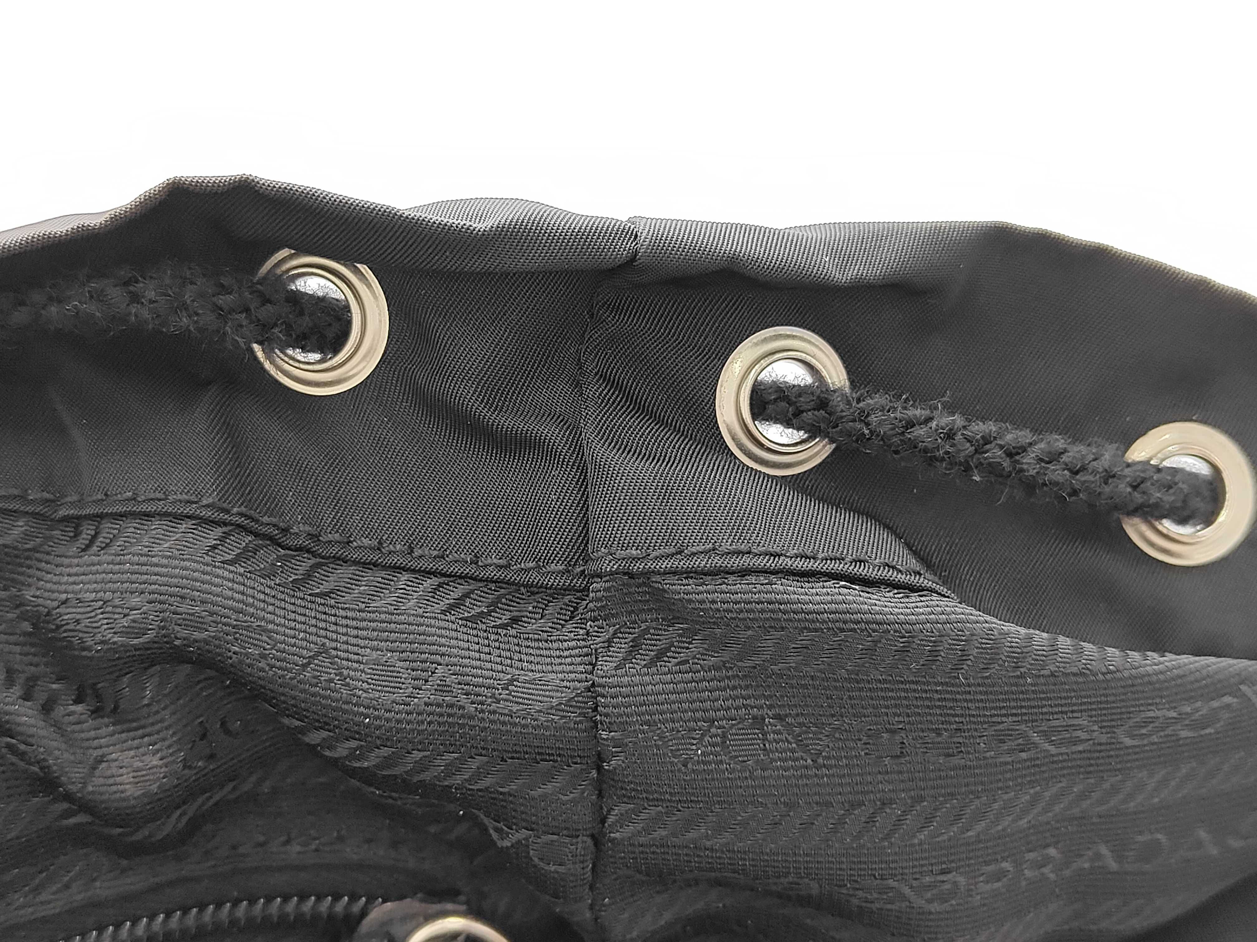 Backpack Nylon Triangle Plate Saffiano Black Backpack — view 9