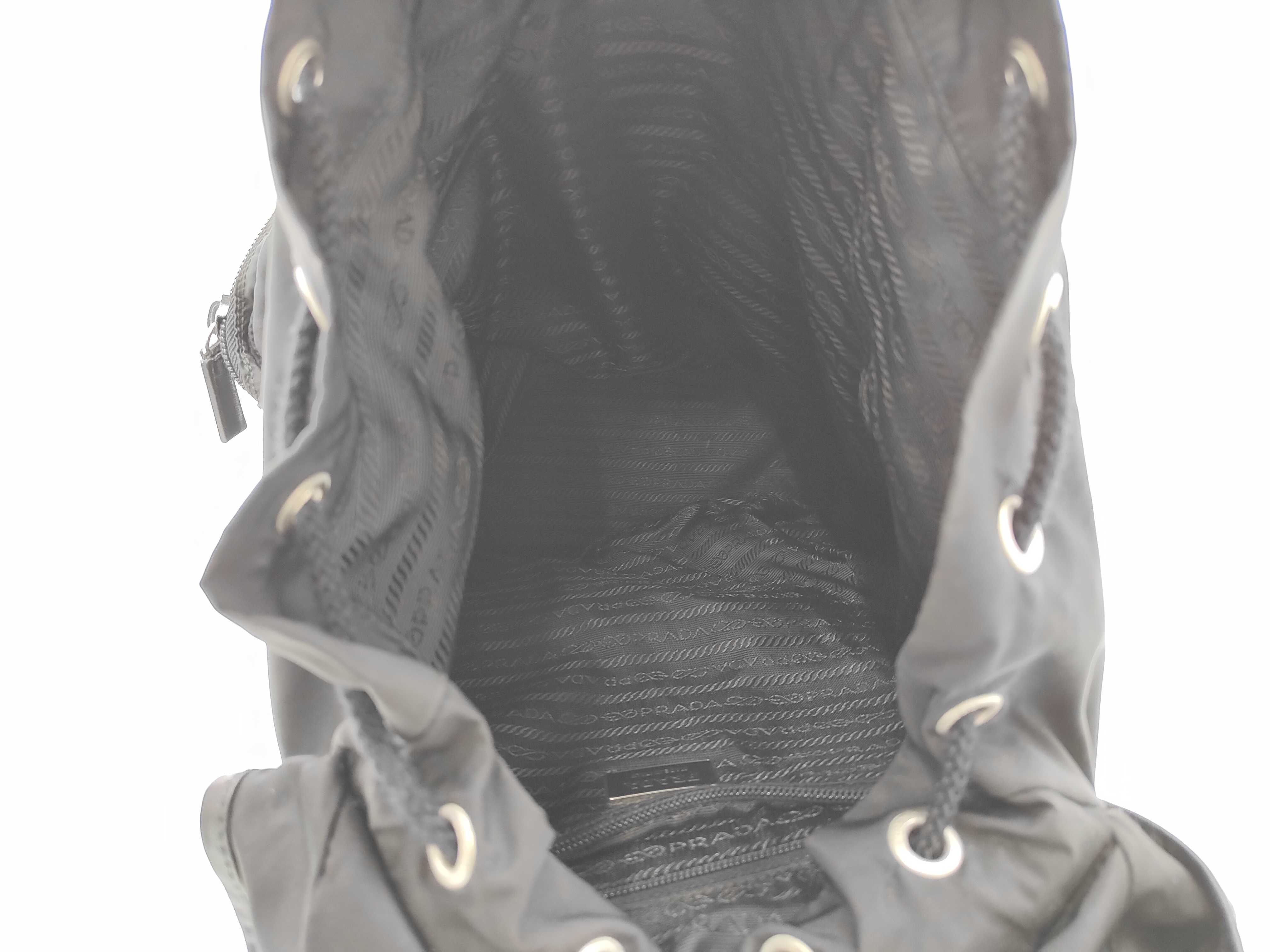 Backpack Nylon Triangle Plate Saffiano Black Backpack — view 10