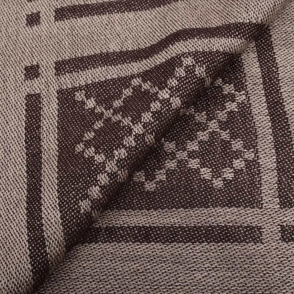 GG Stole Wool x Silk Brown x Beige Thread — view 2
