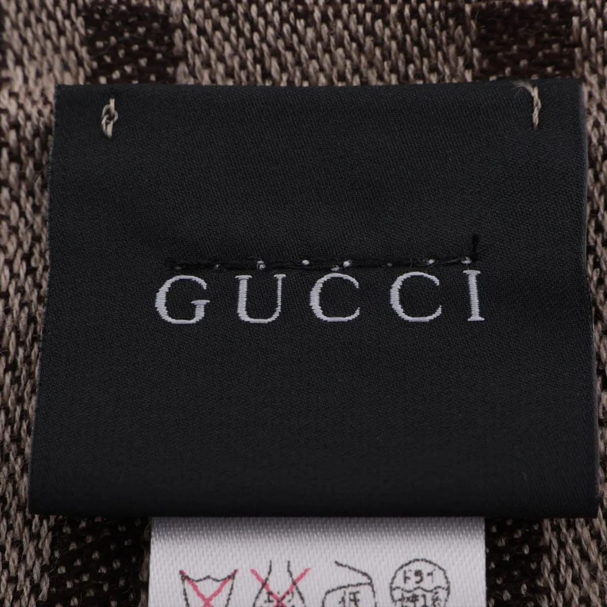 GG Stole Wool x Silk Brown x Beige Thread — view 3